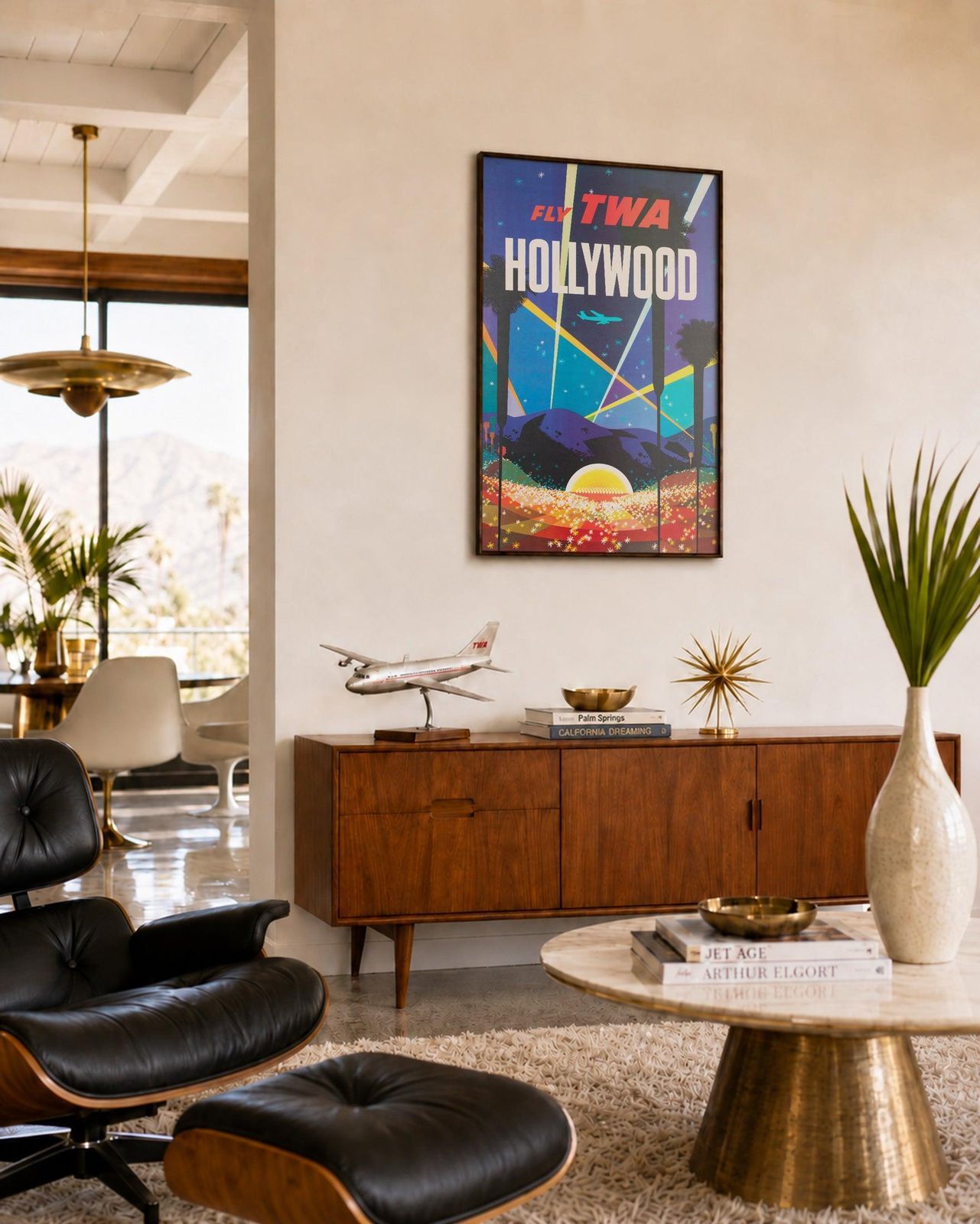 Twa Hollywood C1960s Travel Poster, David Klein photo furniture