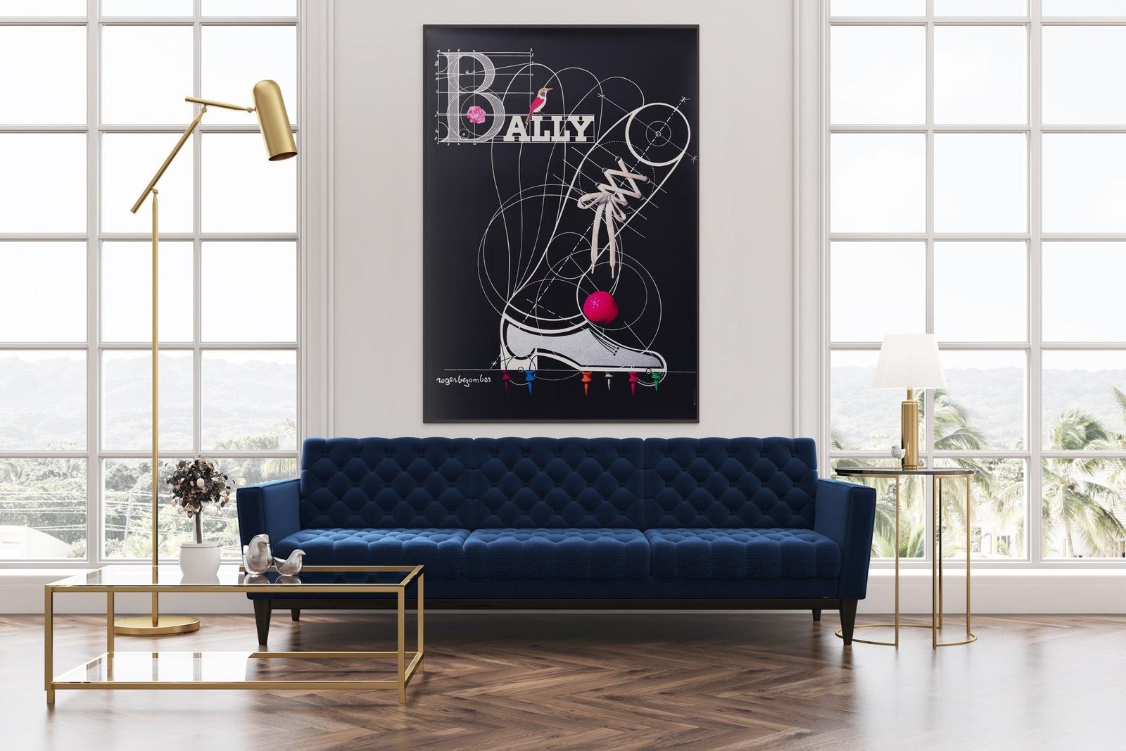Bally C1980 Golf Shoe Advertising Poster, Roger Bezombes photo furniture