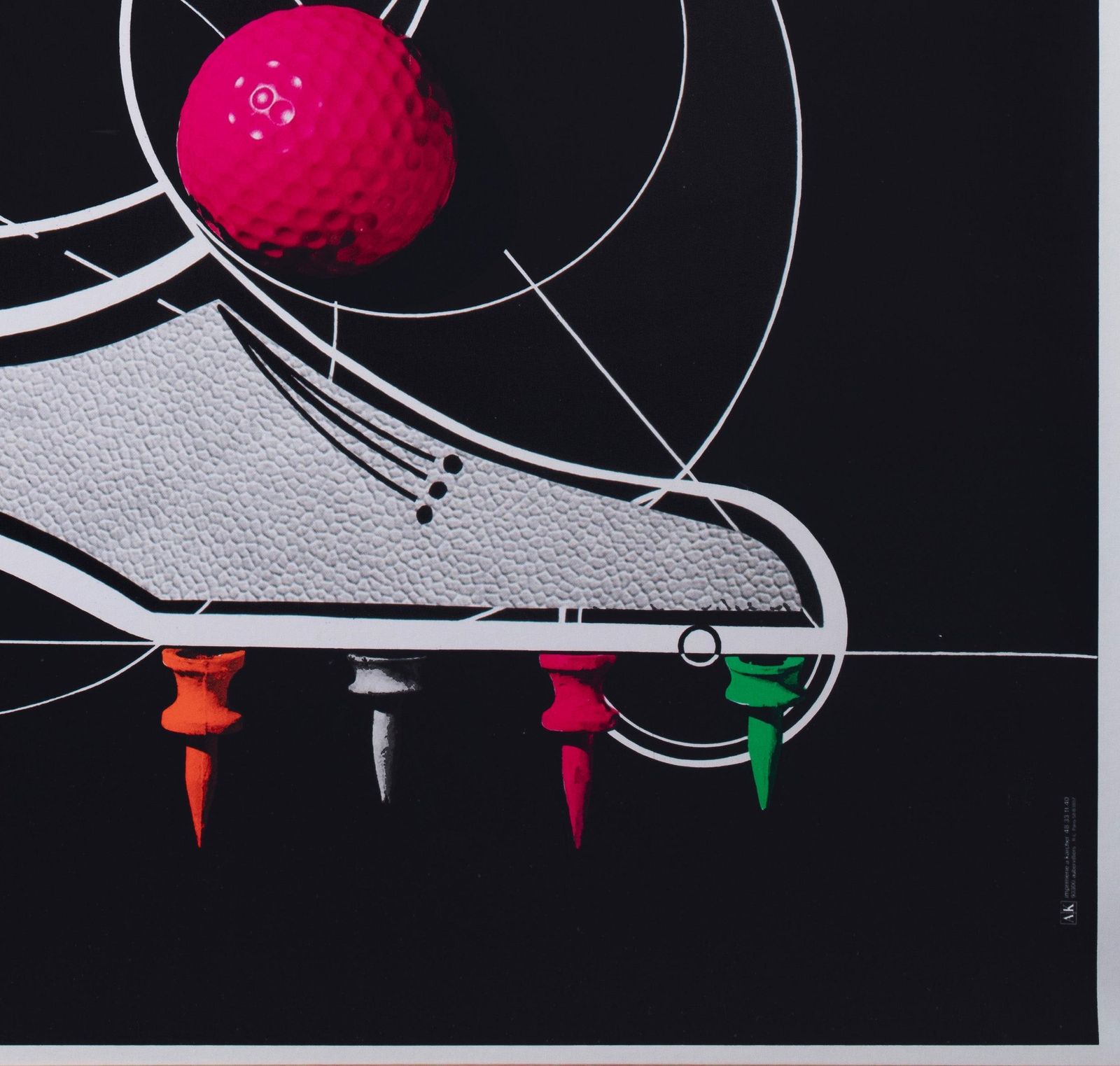 Affiche publicitaire Bally C1980 pour chaussures de golf, par Roger Bezombes photo vintage