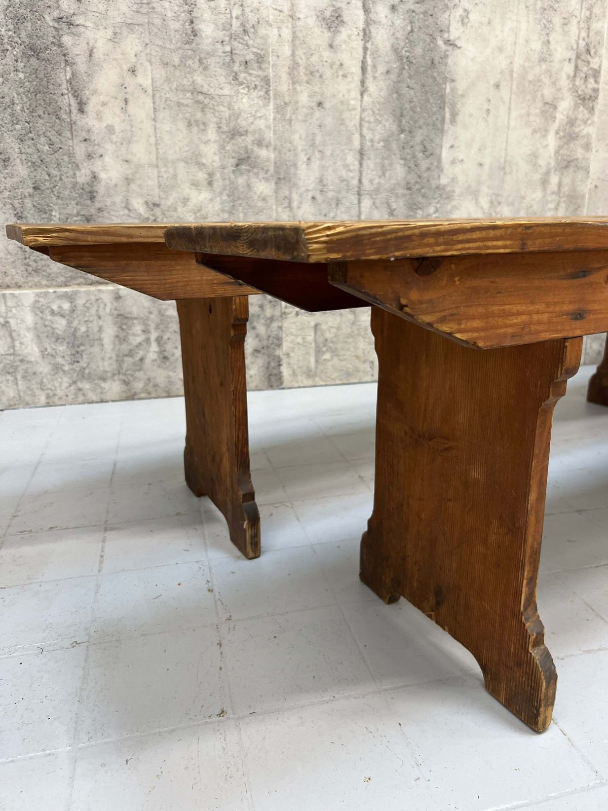 Pair Of Pitch Pine Vineyard Nearly 3m Long Benches photo buy