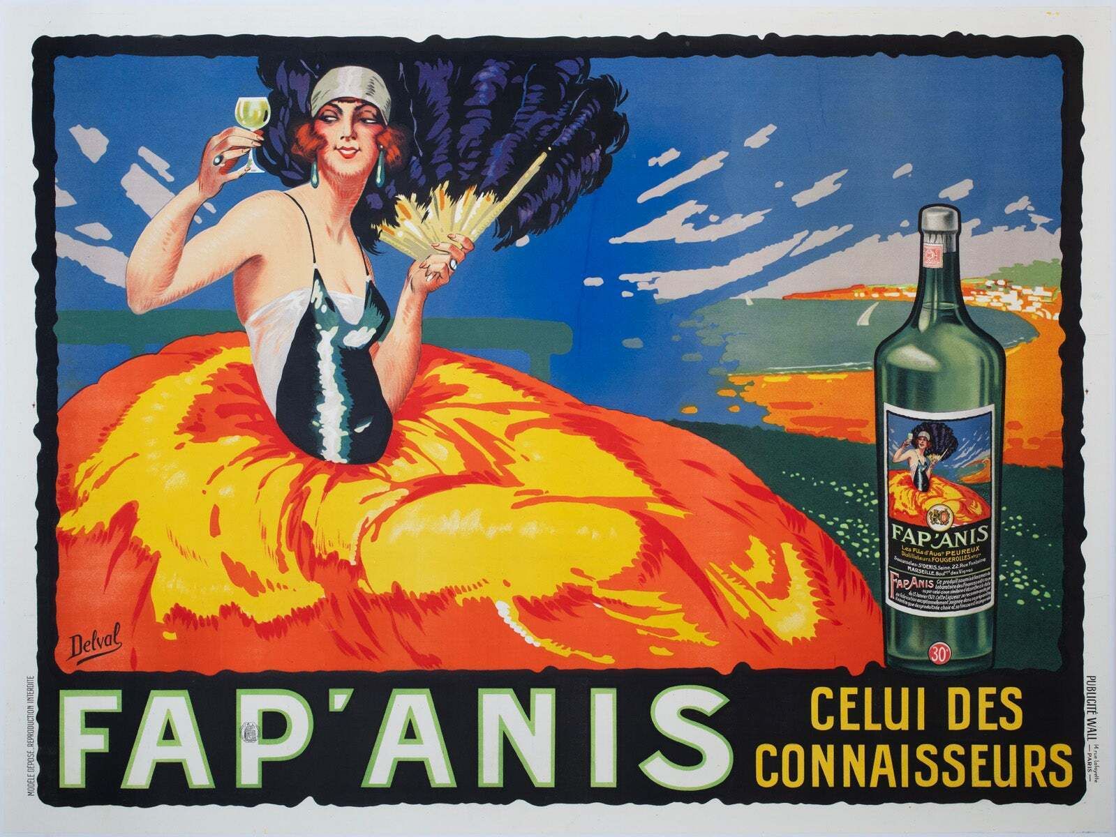 Affiche publicitaire française Fap Anis 1935, Delval