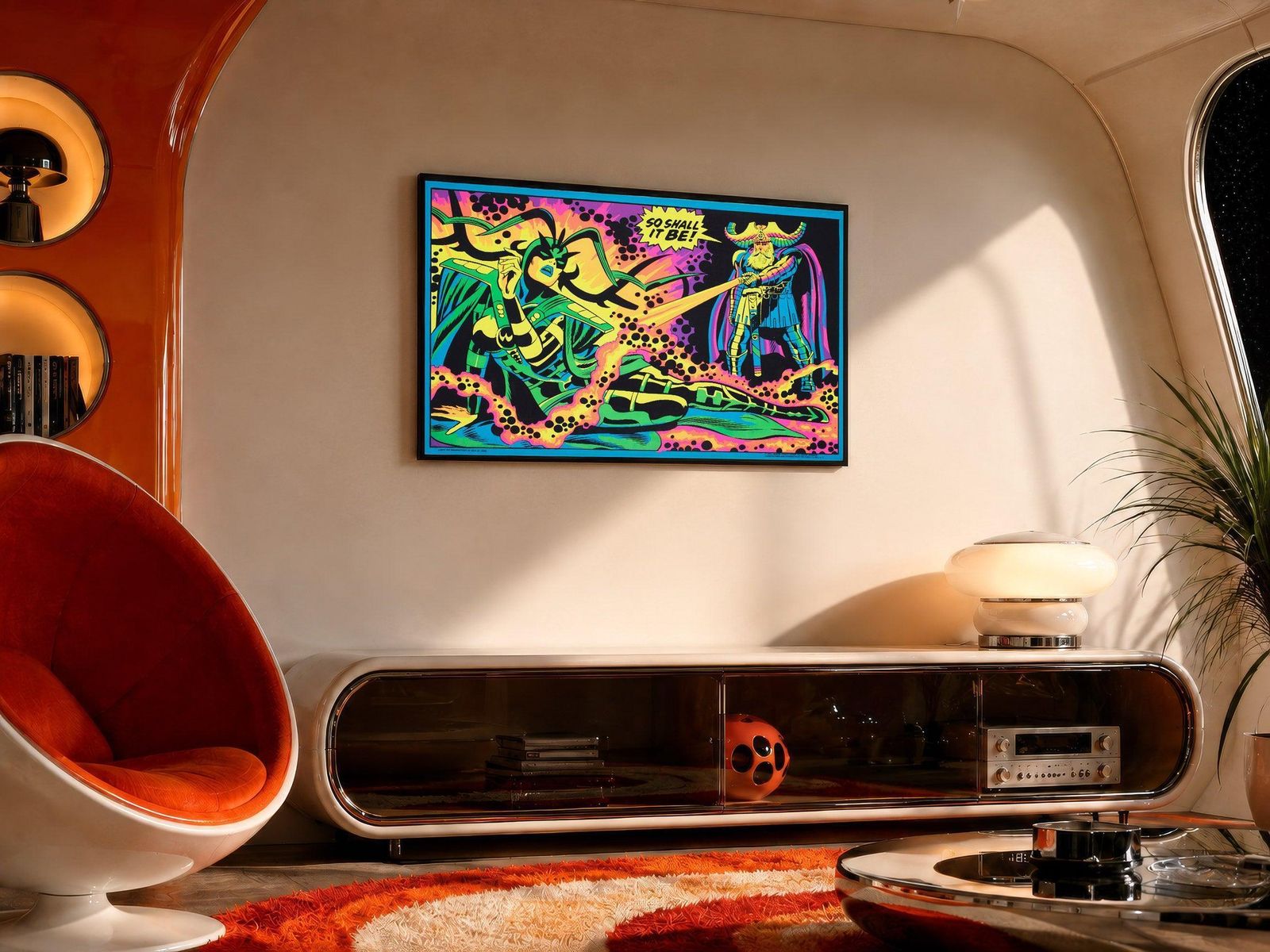 Marvel 1971 Blacklight No4010 Odin And Hela Poster, Jack Kirby photo furniture