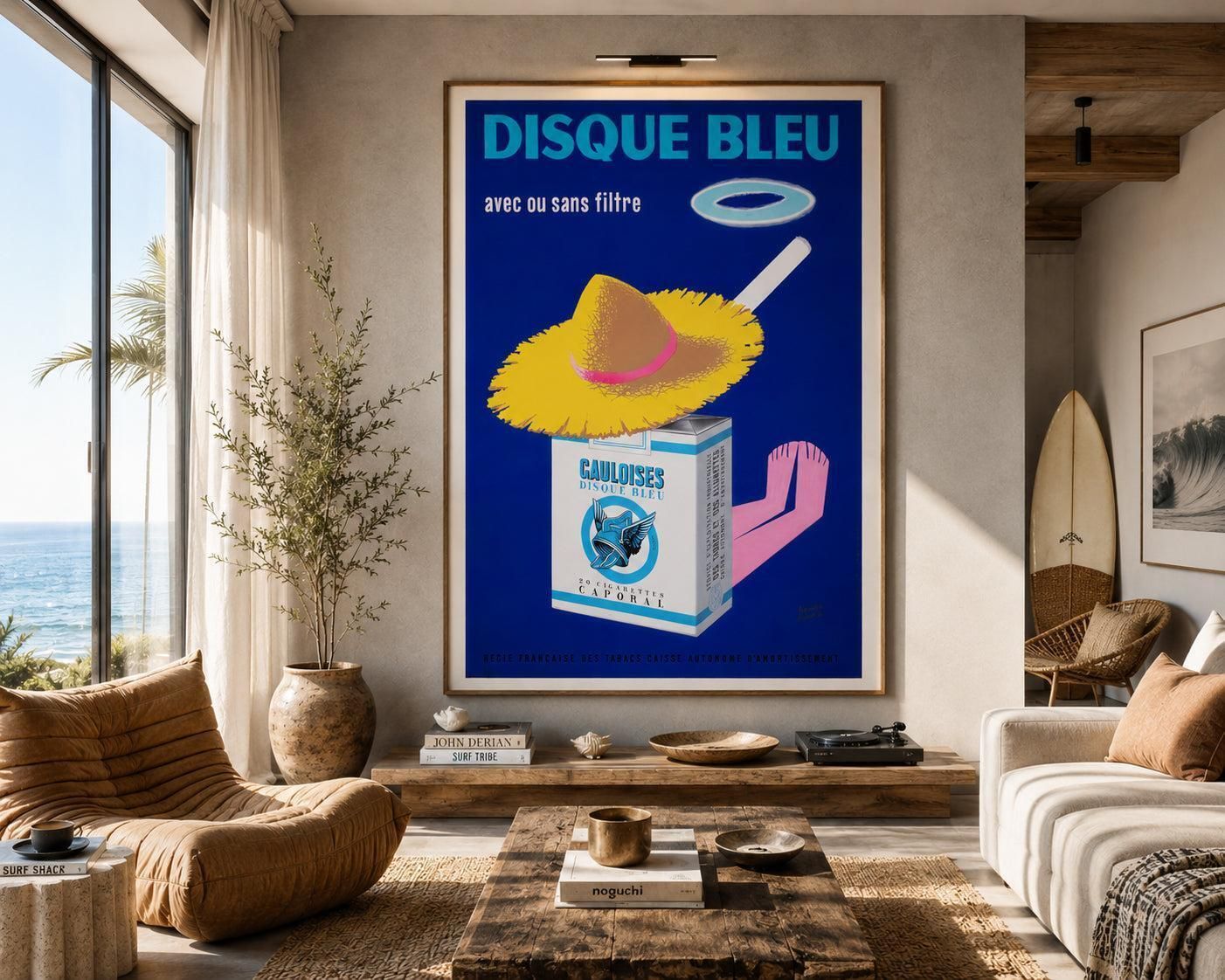 Disque Bleu Gauloises 1956 French Cigarettes Advertising Poster, Henri Favre photo furniture