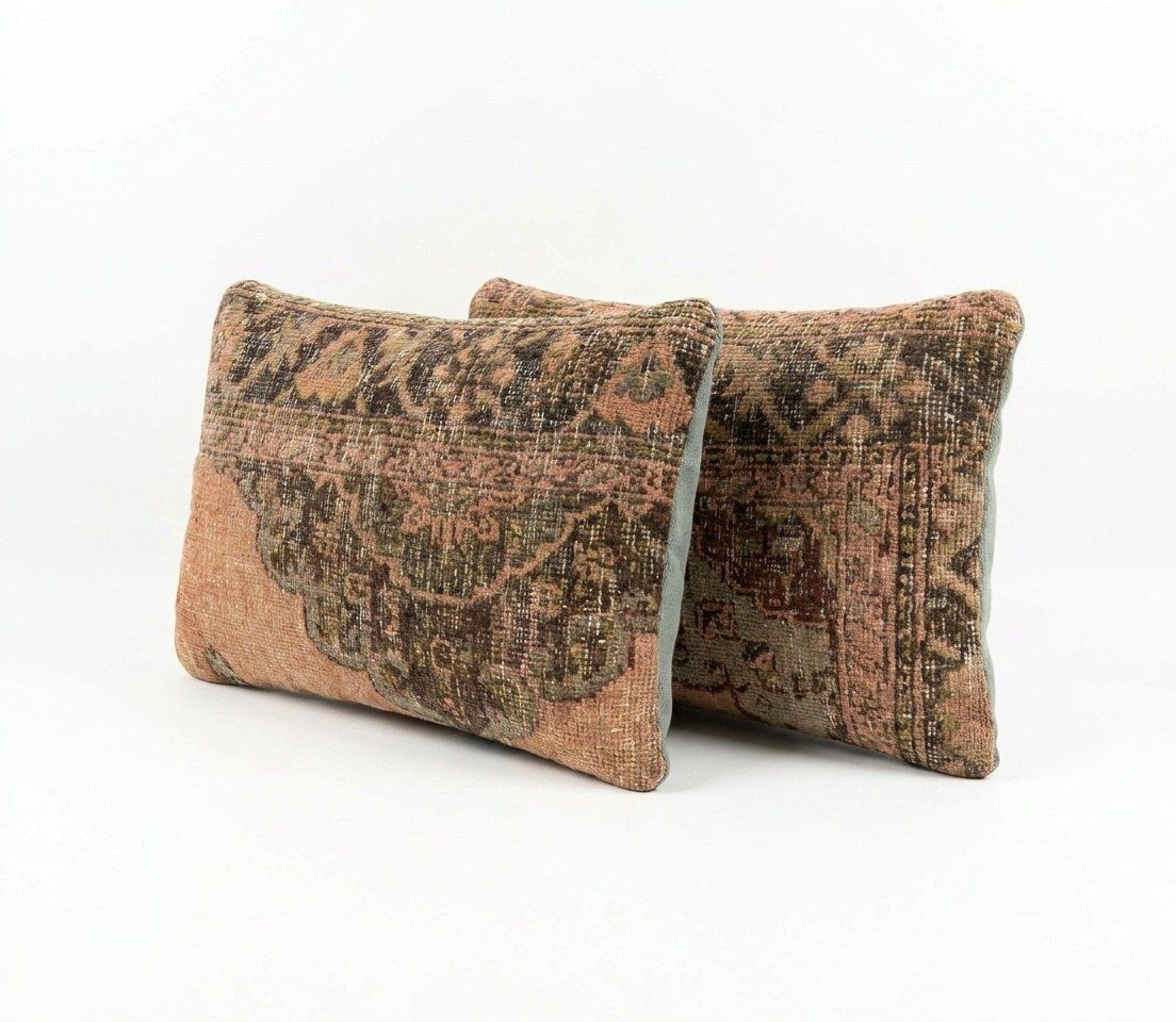 Turkish Oushak Lumbar Rug Pillow Cover 40 X 60 Cm   Set Of Two photo furniture