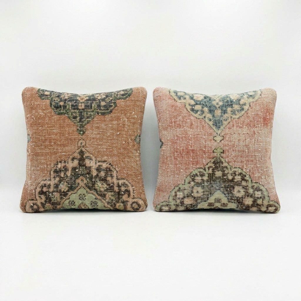 Anatolian Oushak Rug Pillow Cover 50 X 50 Cm   Set Of Two