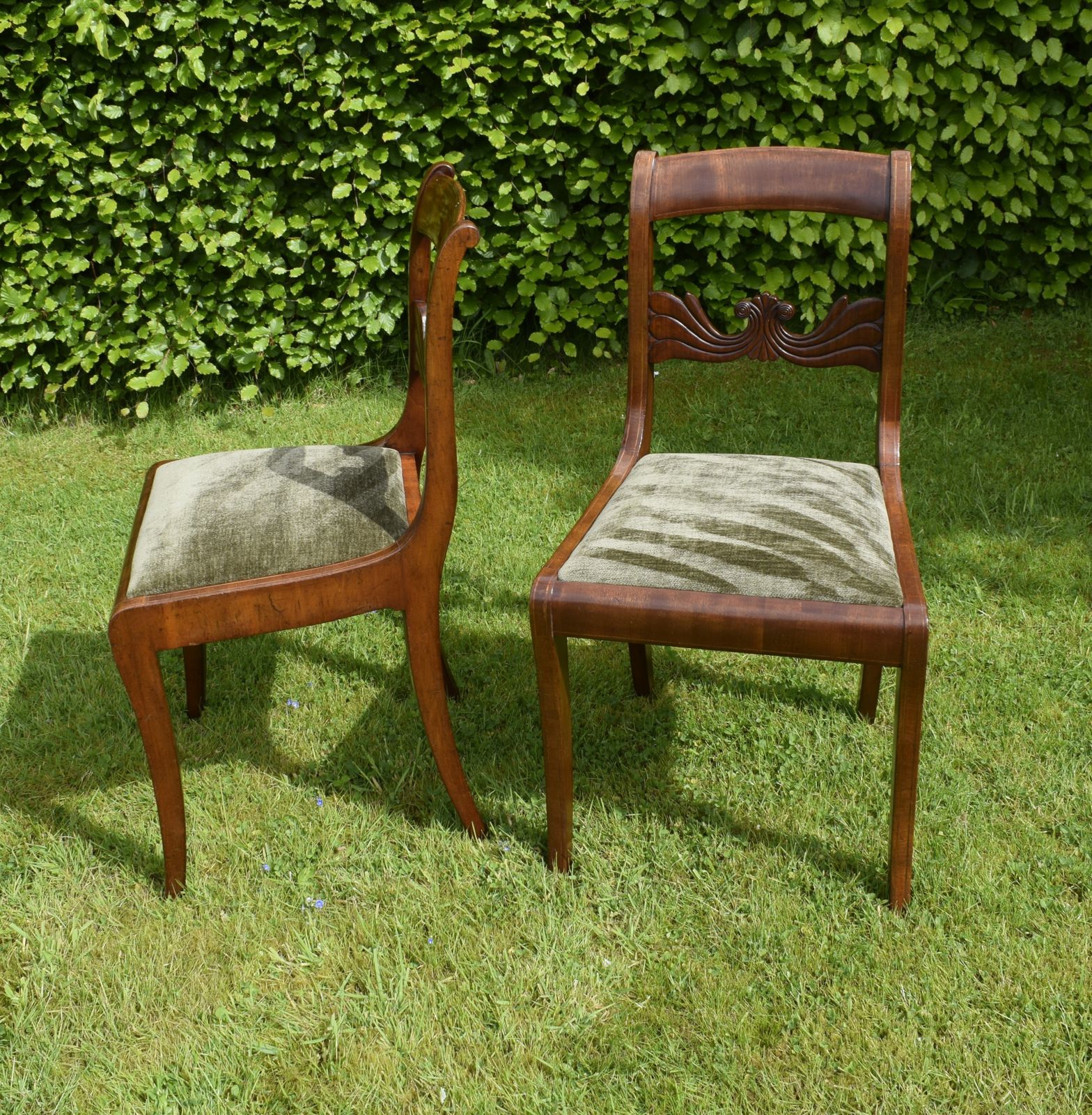 Pair Of Mahogany & Inlaid Side Chairs photo vintage