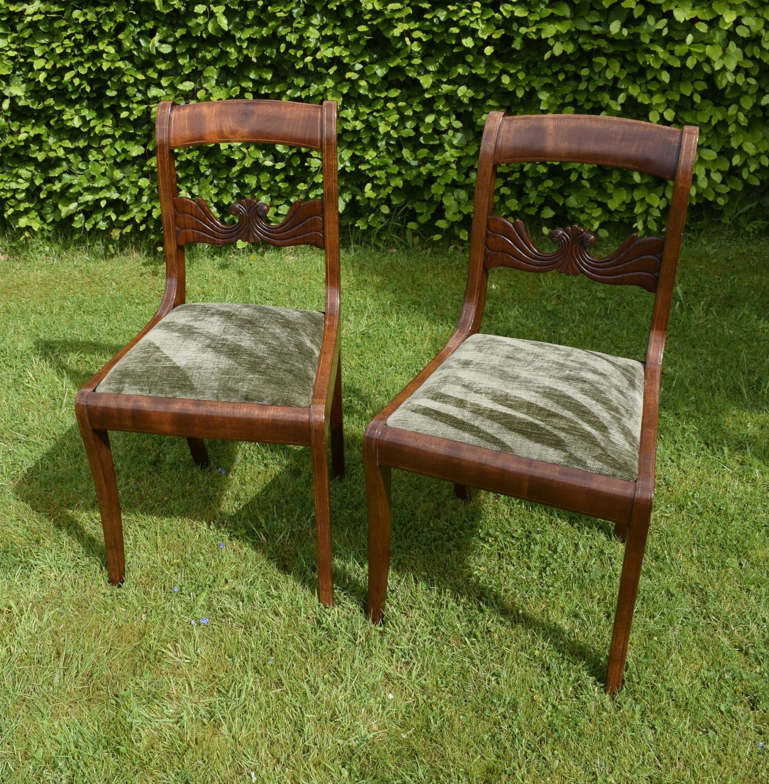 385.0 Pair Of Mahogany & Inlaid Side Chairs photo