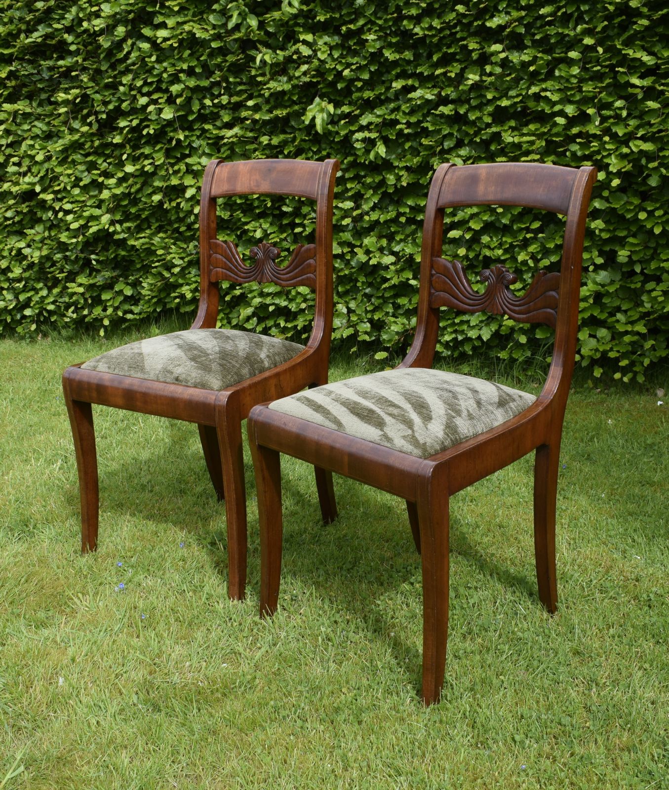 photo buy Pair Of Mahogany & Inlaid Side Chairs