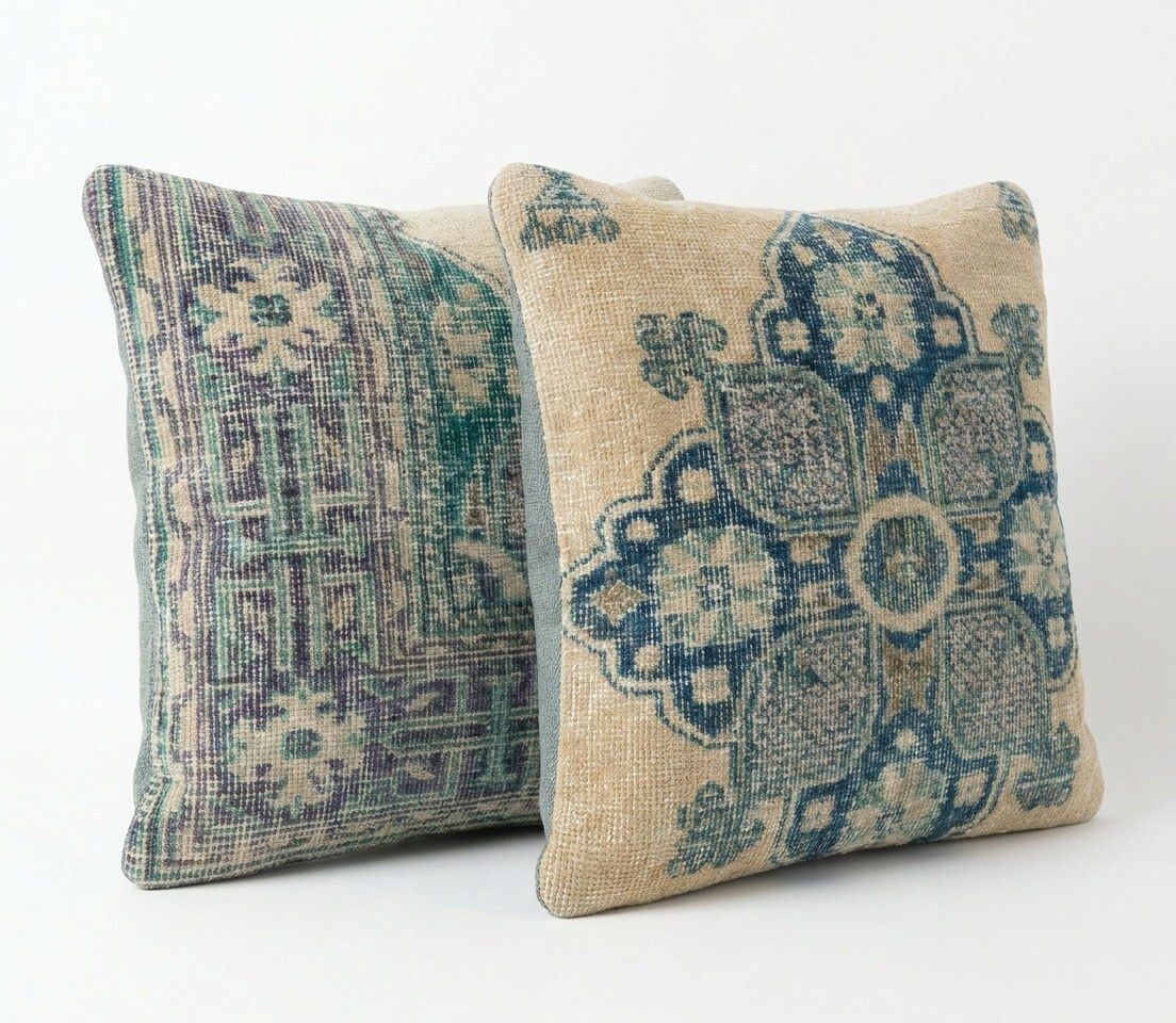 Housse de coussin en tapis anatolien 50 x 50 cm, lot de deux photo furniture