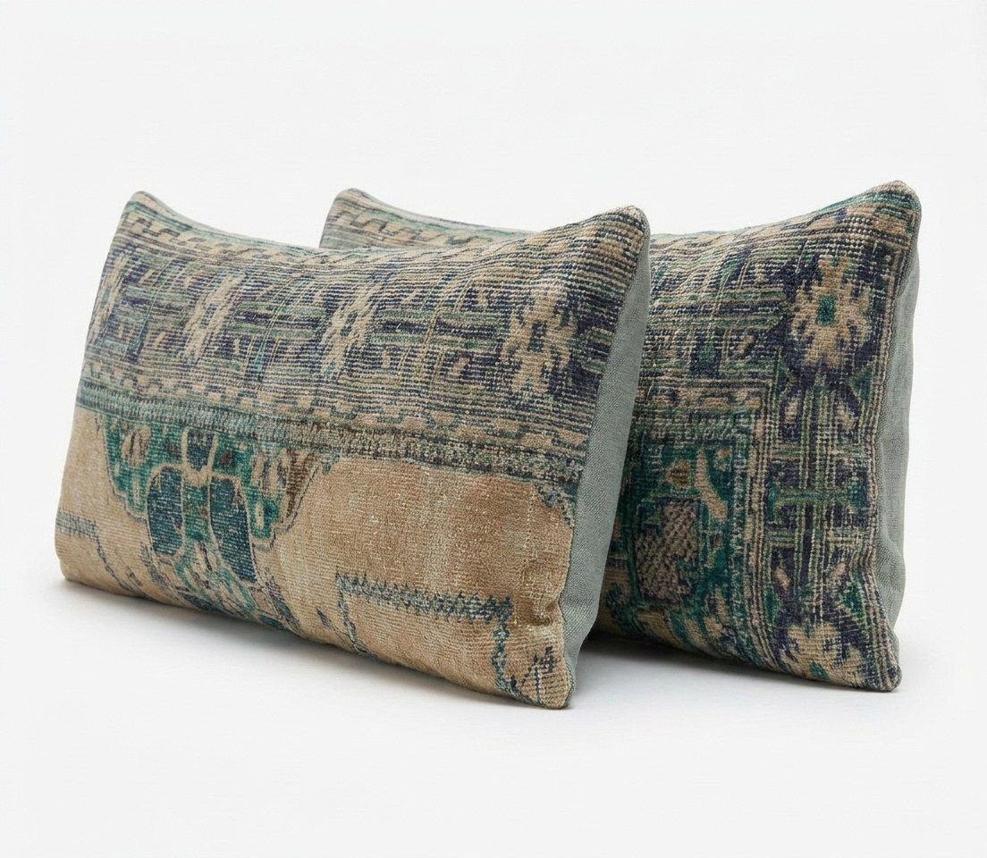 Boheemse Turkse kussenhoes van vloerkleed 40 x 120 cm, set van twee photo for sale