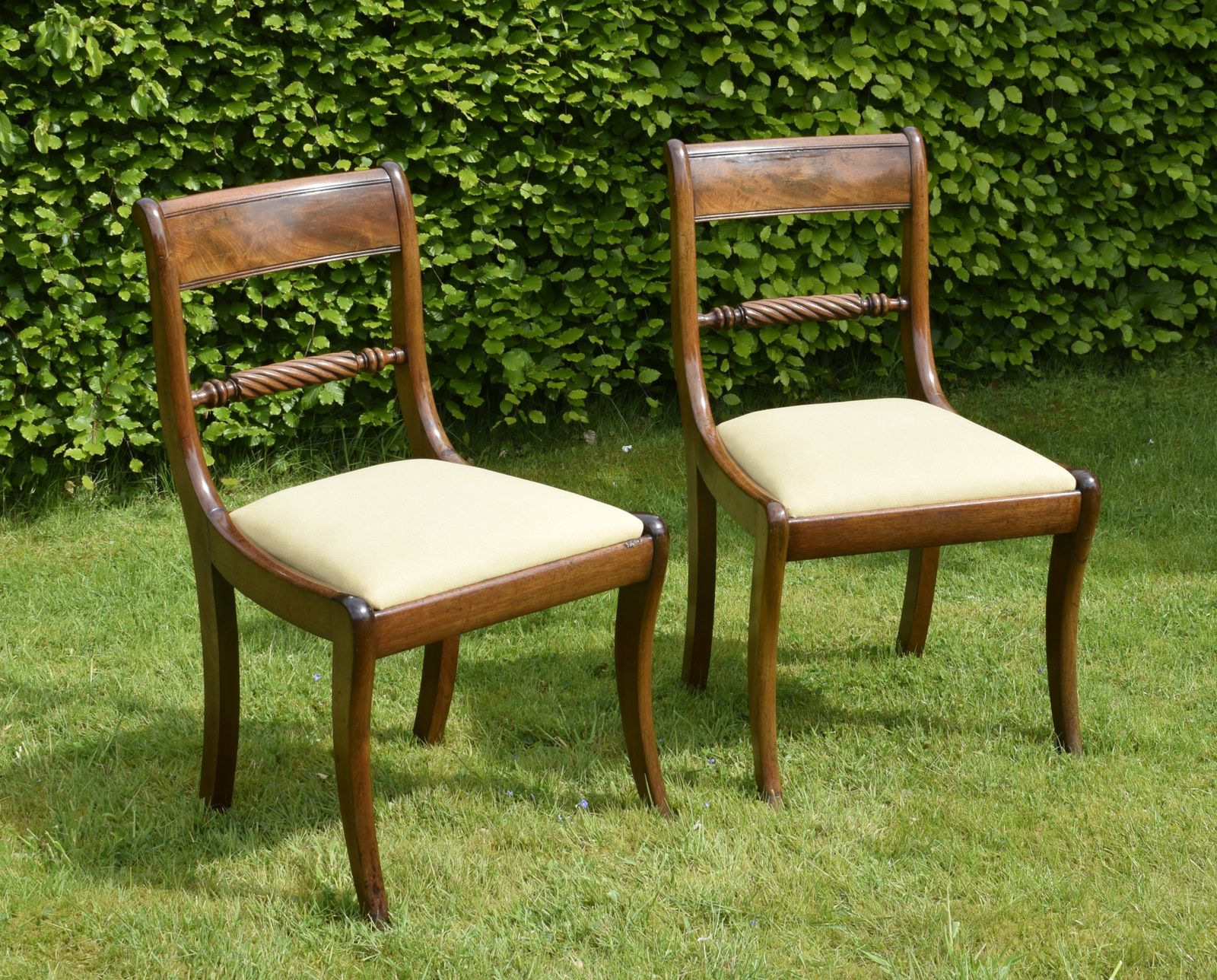 Pair Of Regency Chairs, 1800s, Mahogany