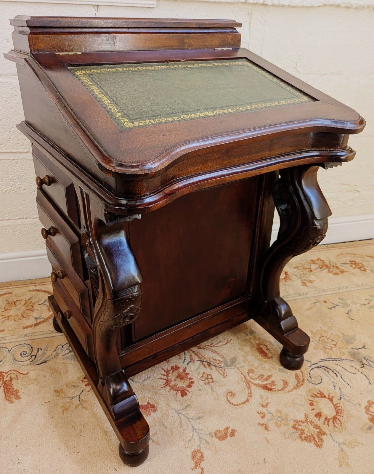 Victorian Influence Carved Mahogany Davenport Desk