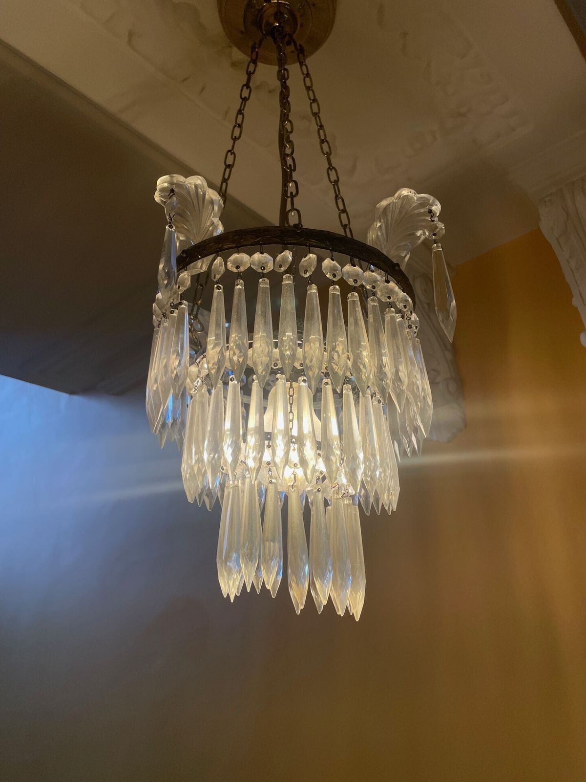 1930s Italian Art Deco Crystal Glass Chandelier photo for sale