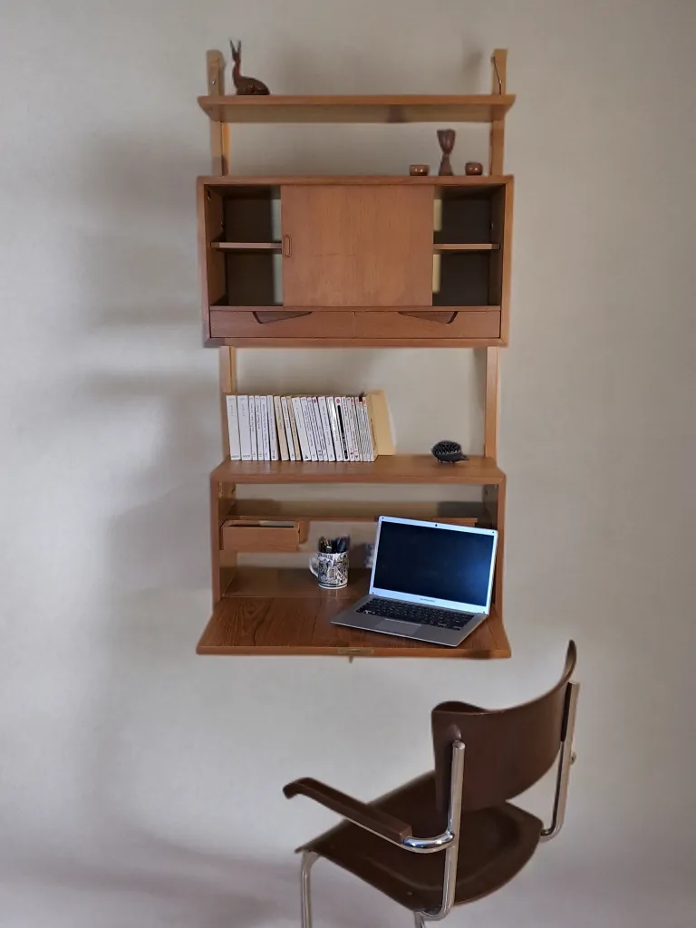 Secretary Wall Unit In Teak By Kjell Riise, Scandinavian Mid Century 1960s photo Furniture