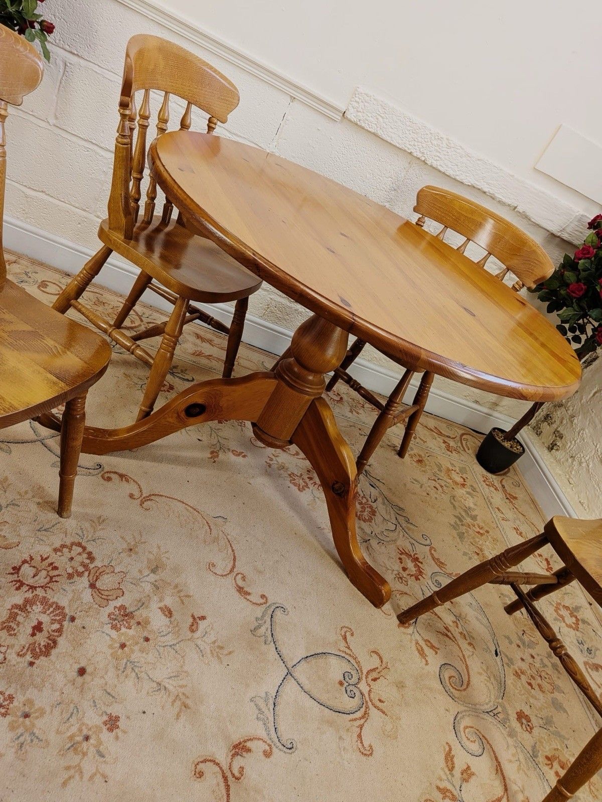 Vintage Country Cottage Influence Pine Table & Four Chairs photo vinterior
