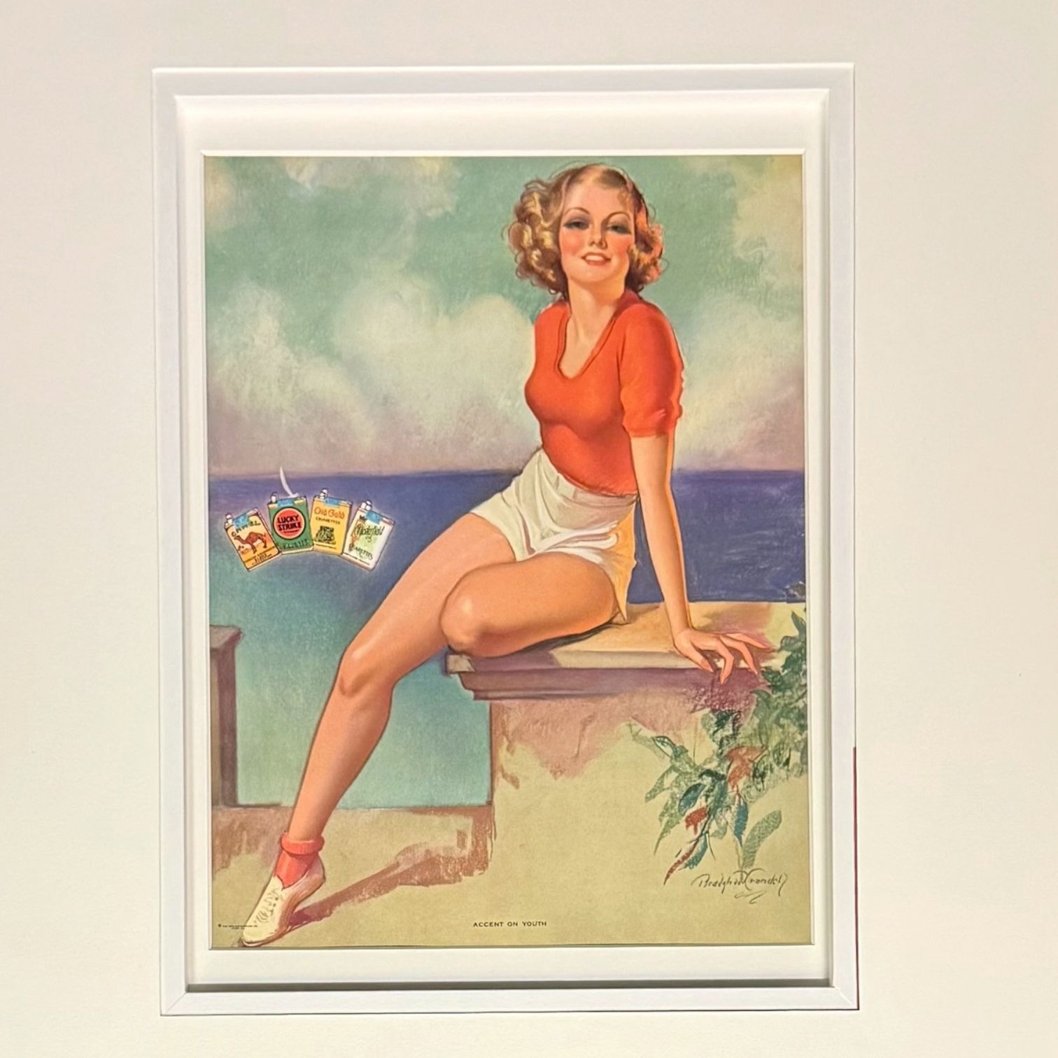 1930s American Lucky Strike Advertising Art Print After Bradshaw Crandell, ‘Accent On Youth'’ photo furniture