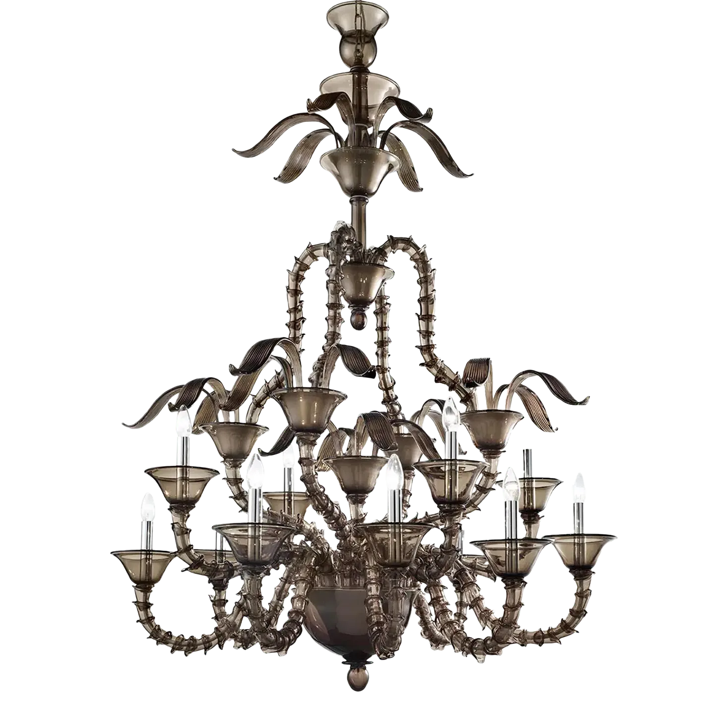 Handcrafted Modern Fumé Murano Glass Chandelier – Ca’ Rezzonico Collection