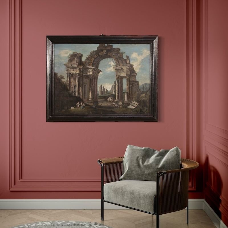 20e-eeuws Italiaans architectonisch capriccio-schilderij photo vintage