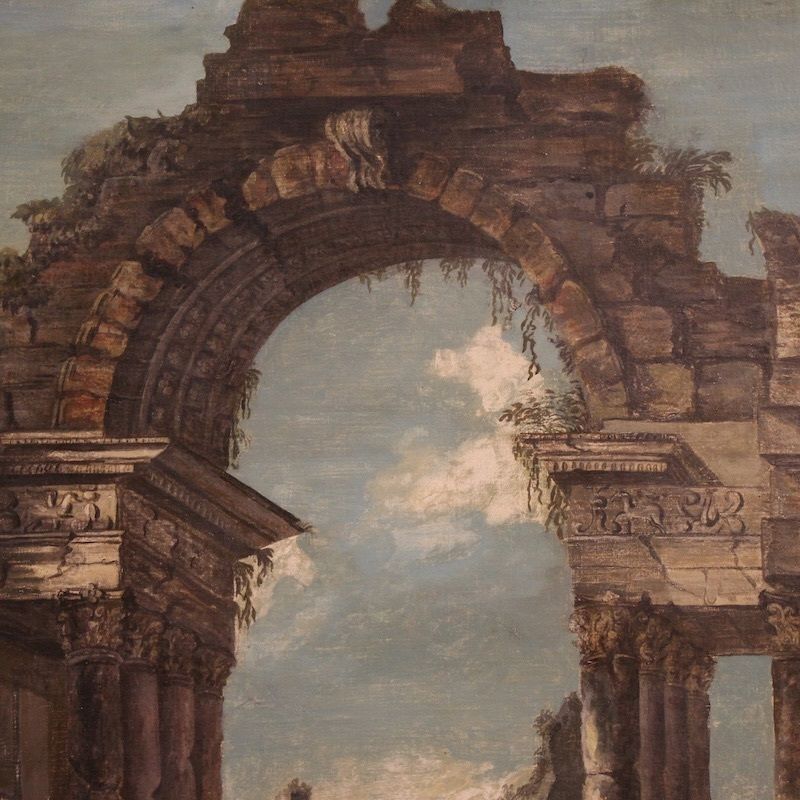 photo vintage 20th Century Italian Architectural Capriccio Painting