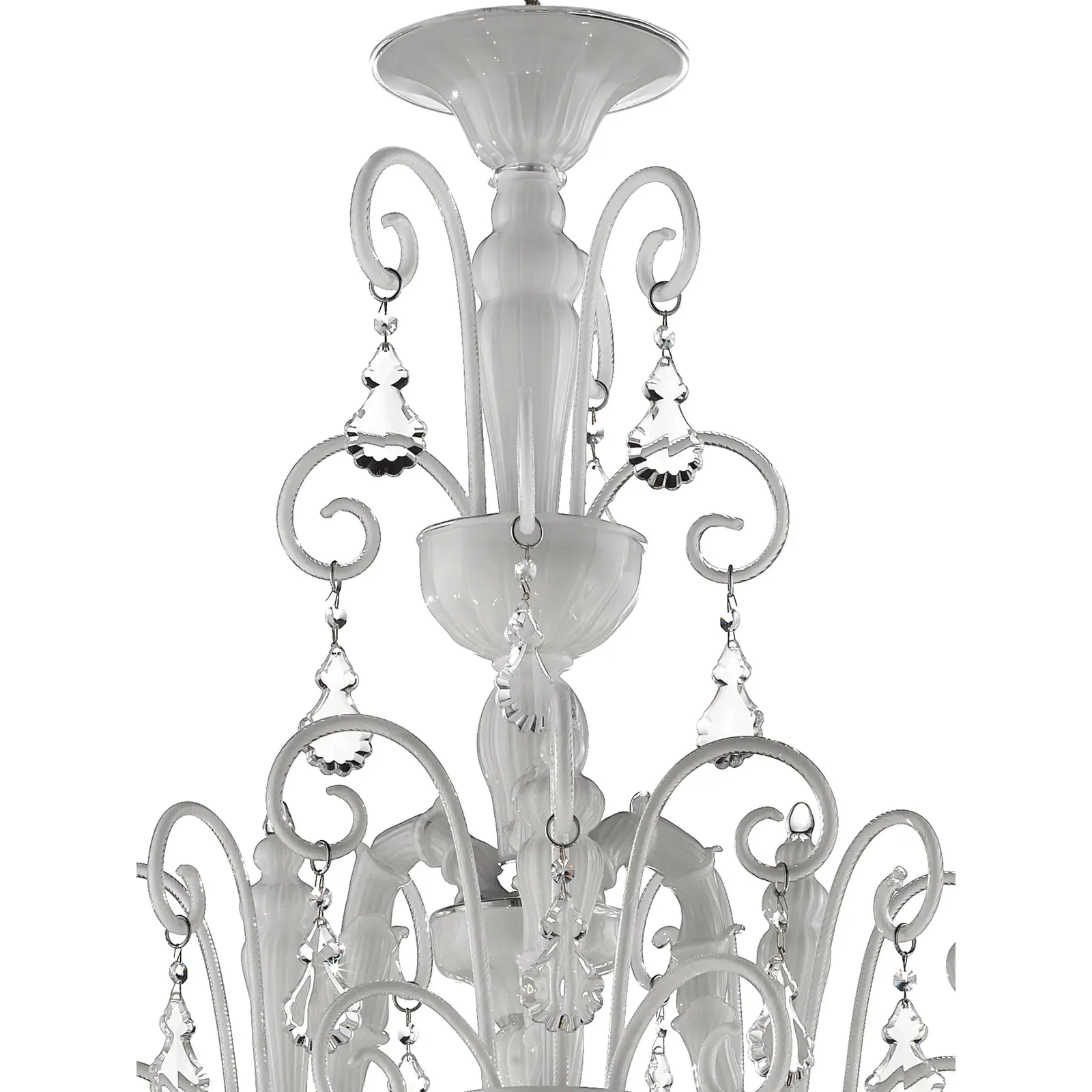 Handcrafted Modern White Ca’ Rezzonico Chandelier With Curled Murano Glass Details photo buy