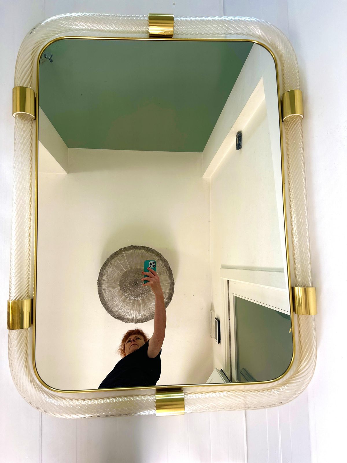 Scenographic Italian “Torciglione Torchon” Murano Glass Wall Mirror photo 11654.0