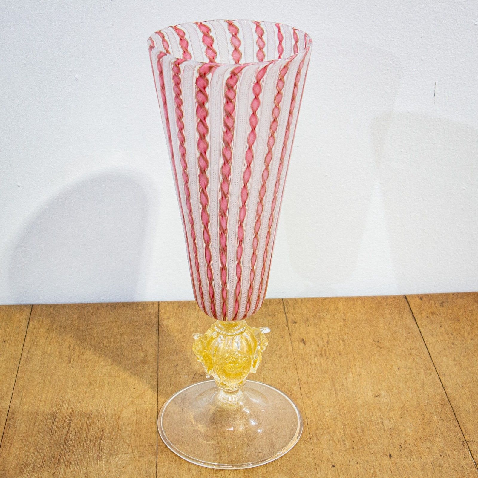 19th Century Murano Latticino Vase photo vintage