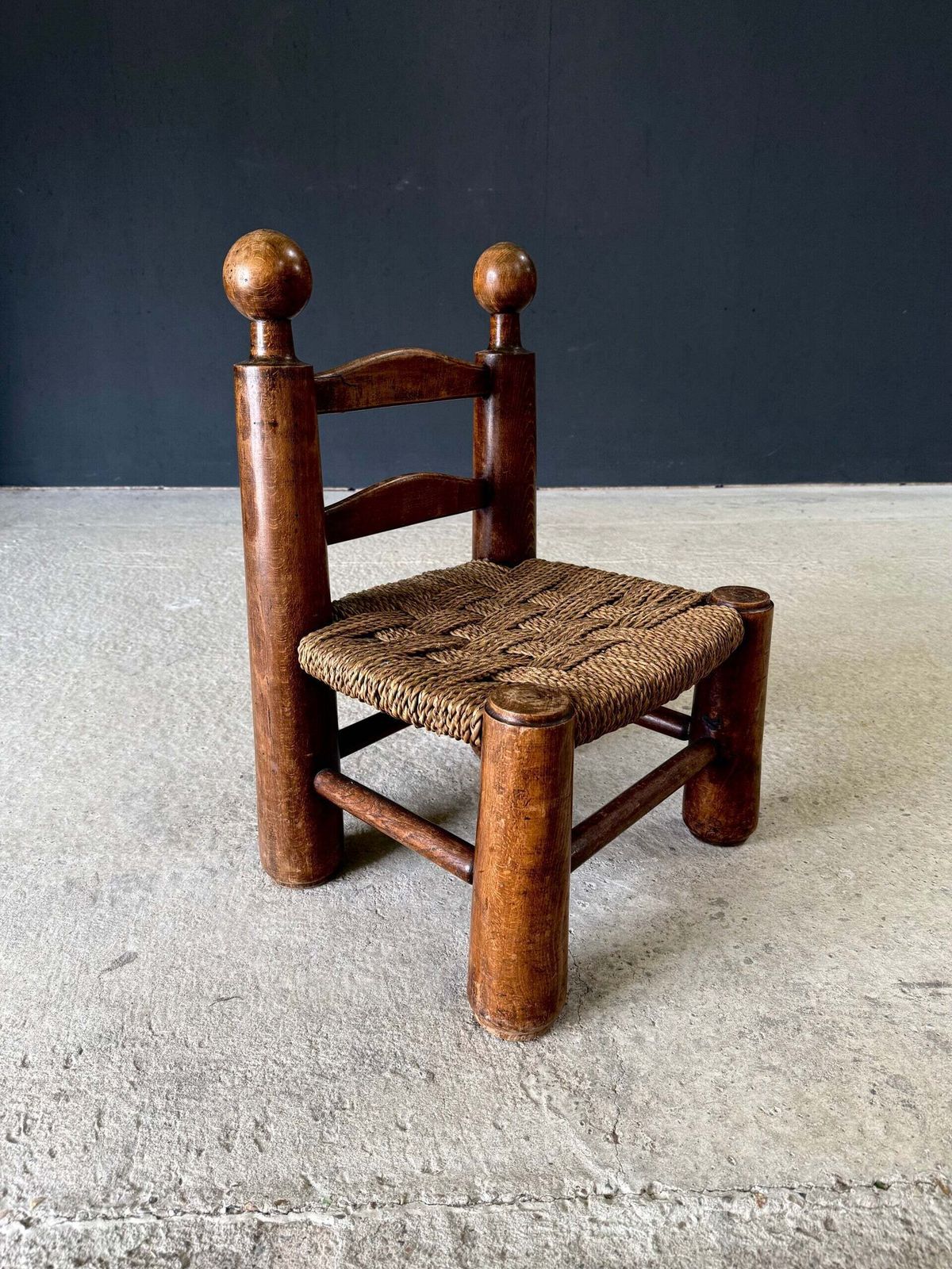 French Provincial Brutalist Design Low Stool By Charles Dudouyt, France 1940's photo Furniture
