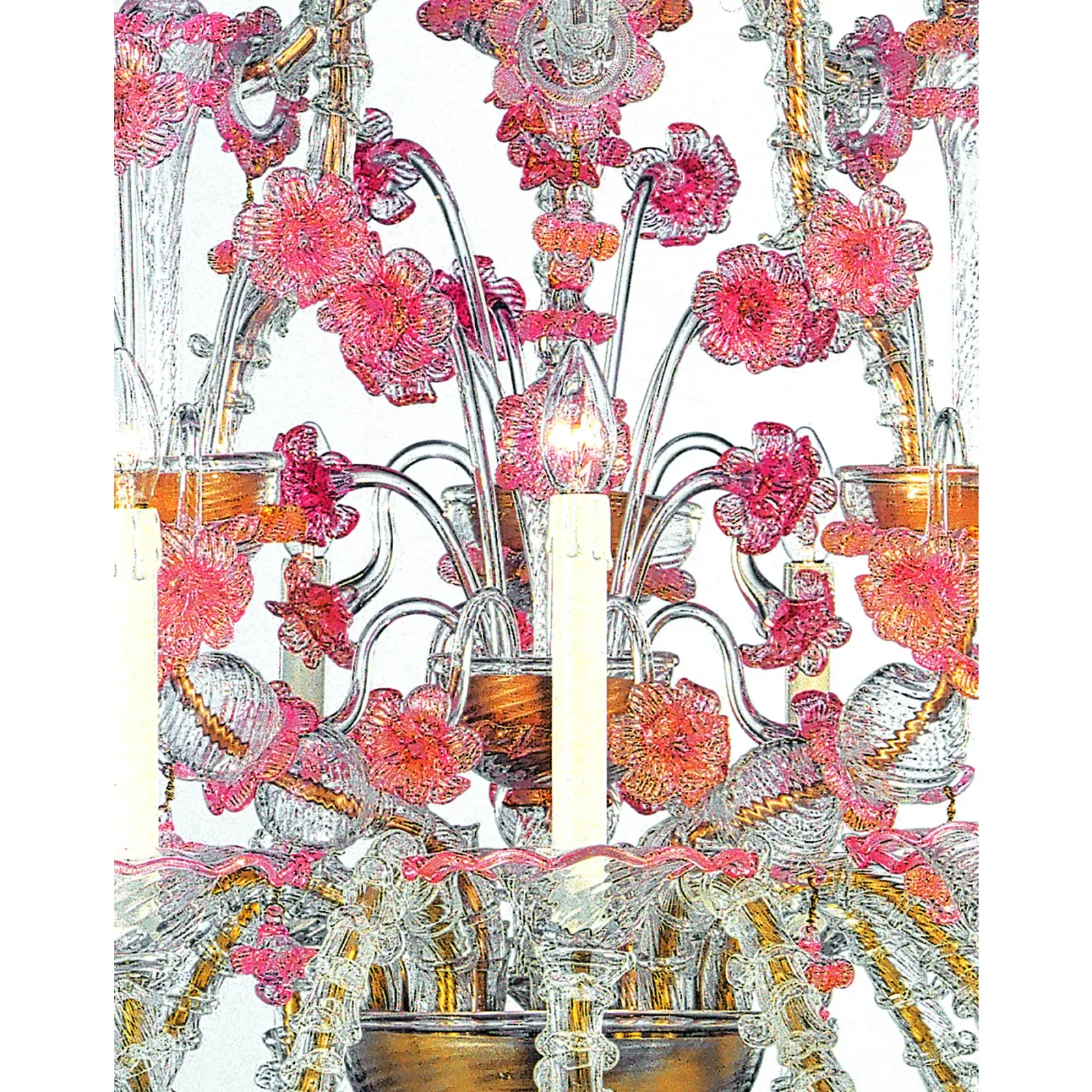 Luxury Pink And Transparent Venetian Murano Glass Chandelier photo 30429.0