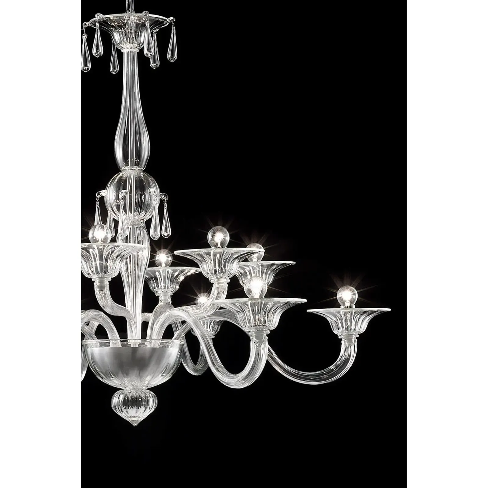 Luxury Transparent Venetian Murano Glass Chandelier photo furniture