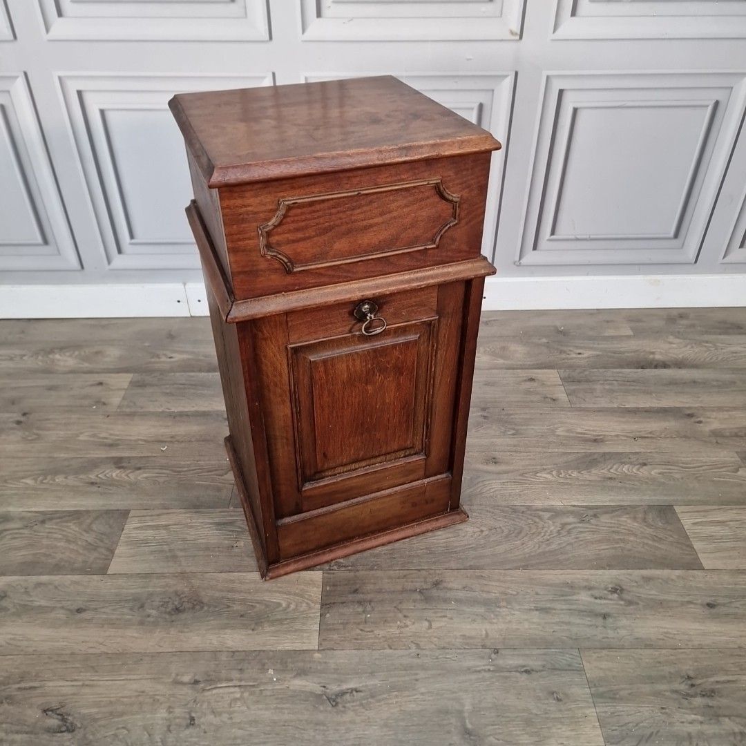 Antique Edwardian Coal Purdonium Cabinet Scuttle Wooden Mahogany Bedside Table photo furniture