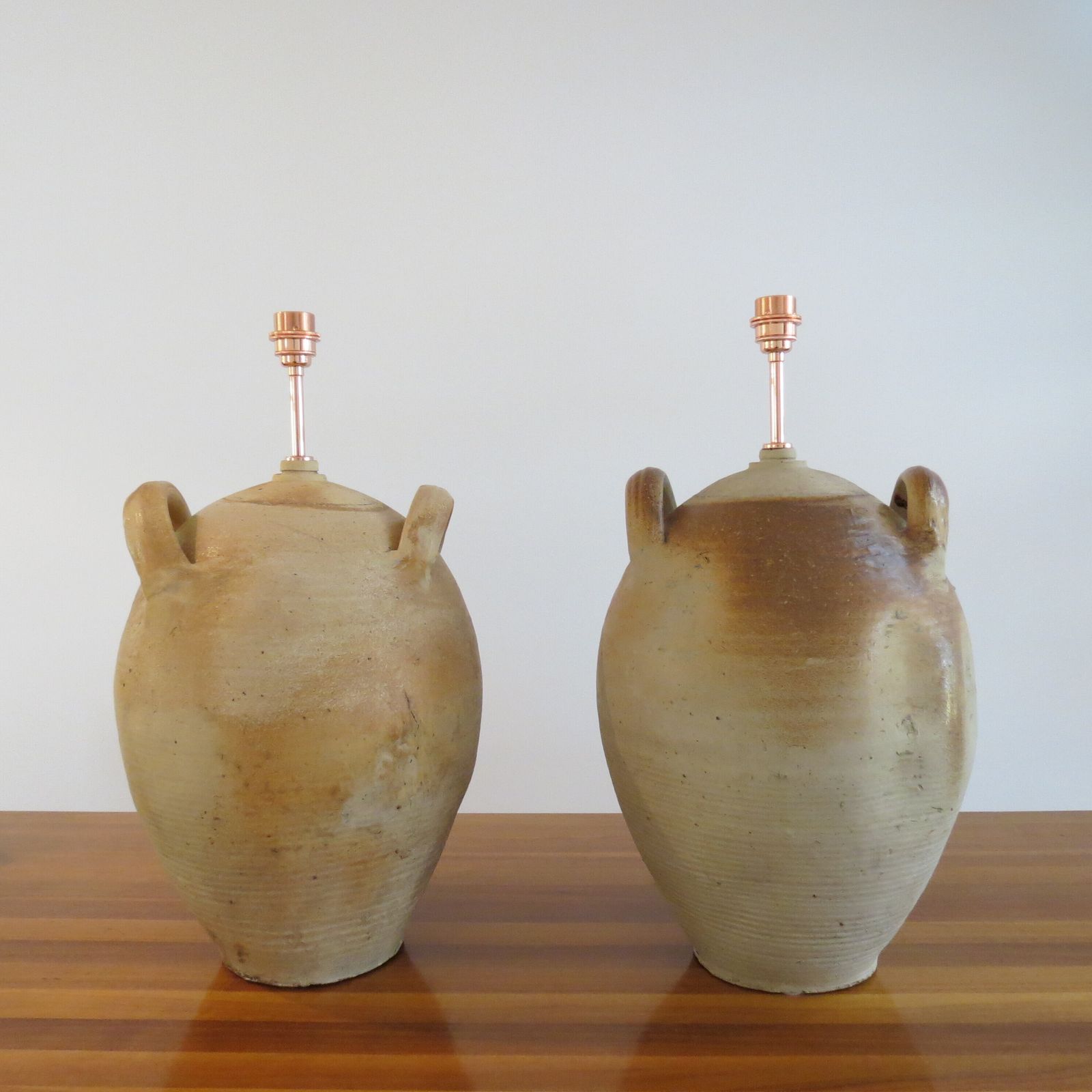 Pair Of Very Large Pottery Olive Oil Jar Table Lamps photo buy