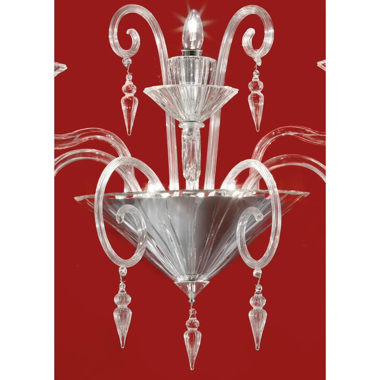 Venetian Imperial “Rigadin” Murano Glass Wall Sconce In Transparent Glass photo vinterior