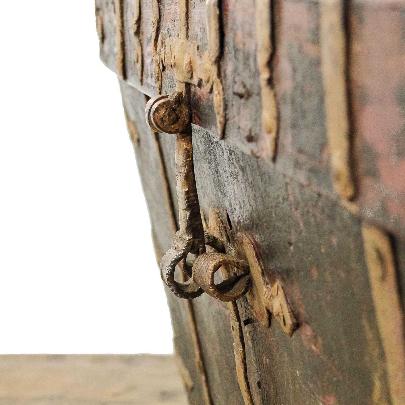 photo for sale Antique 19th Century Iron Bound Trunk | Antique Furniture | Antique Trunk | Antique Storage | Pine Trunks | Blanket Box (M 5955)