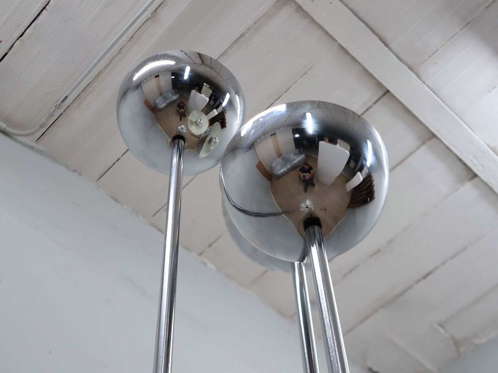 Lampadaire 3 colonnes en chrome Lamperti, design Space Age italien, années 1970 photo Luminaires