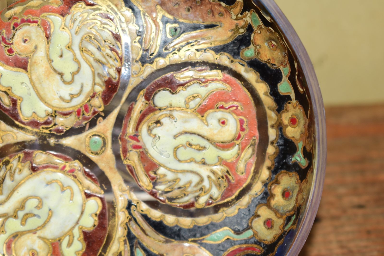 Mudejar Style Hand Painted Decorative Glass Dish By José Cire Royo C.1960 photo 76.0