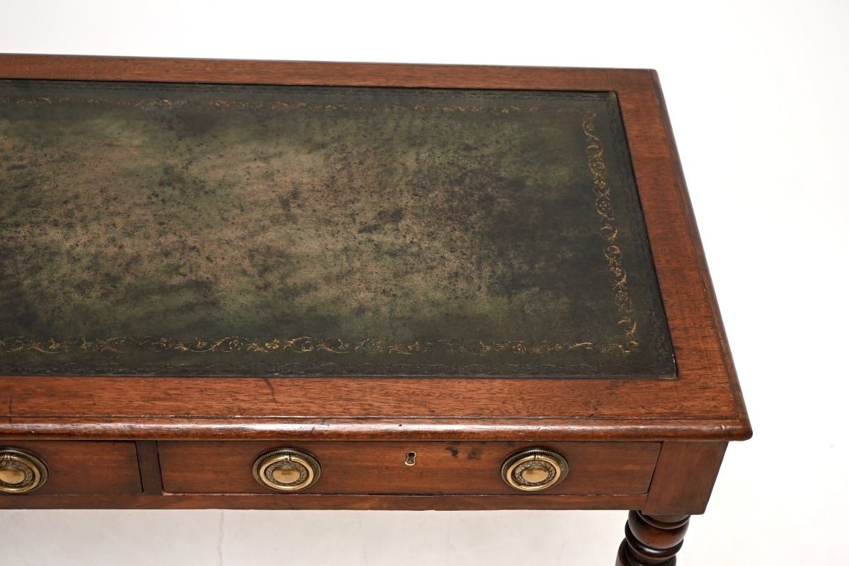 Antique Georgian Mahogany Leather Top Writing Table / Desk photo vintage