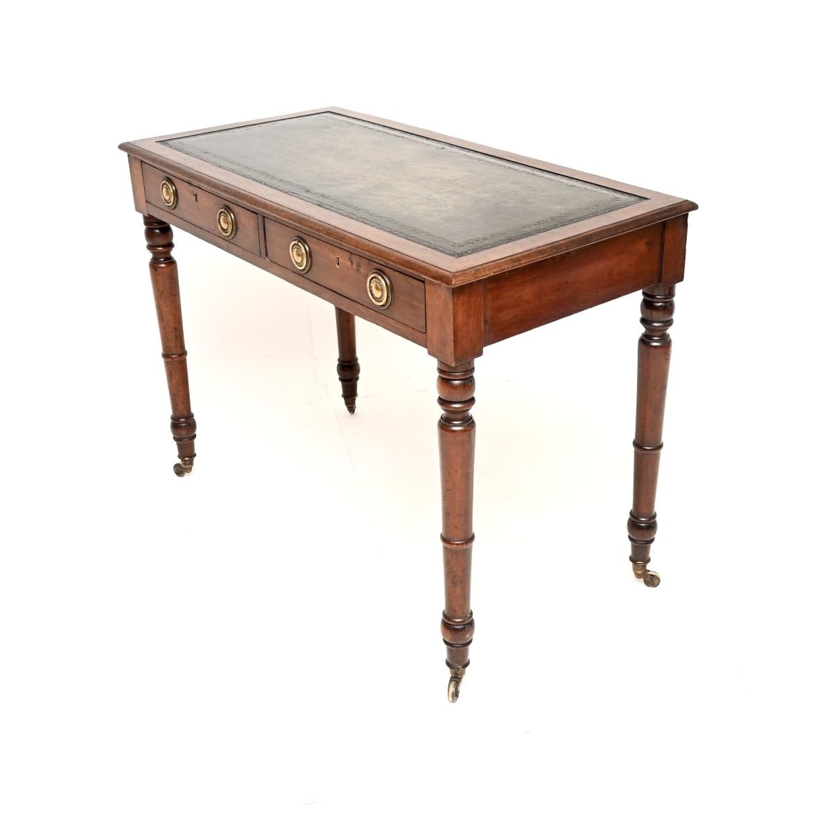photo furniture Antique Georgian Mahogany Leather Top Writing Table / Desk
