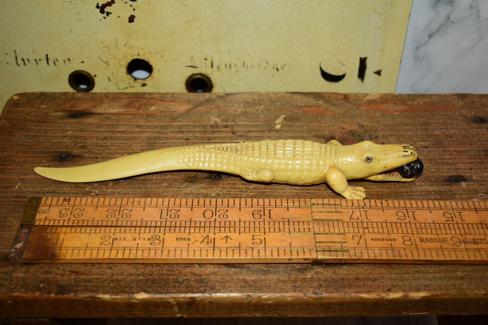 Rare 1920s Celluloid Alligator Letter Opener & Pencil Holder Set photo furniture