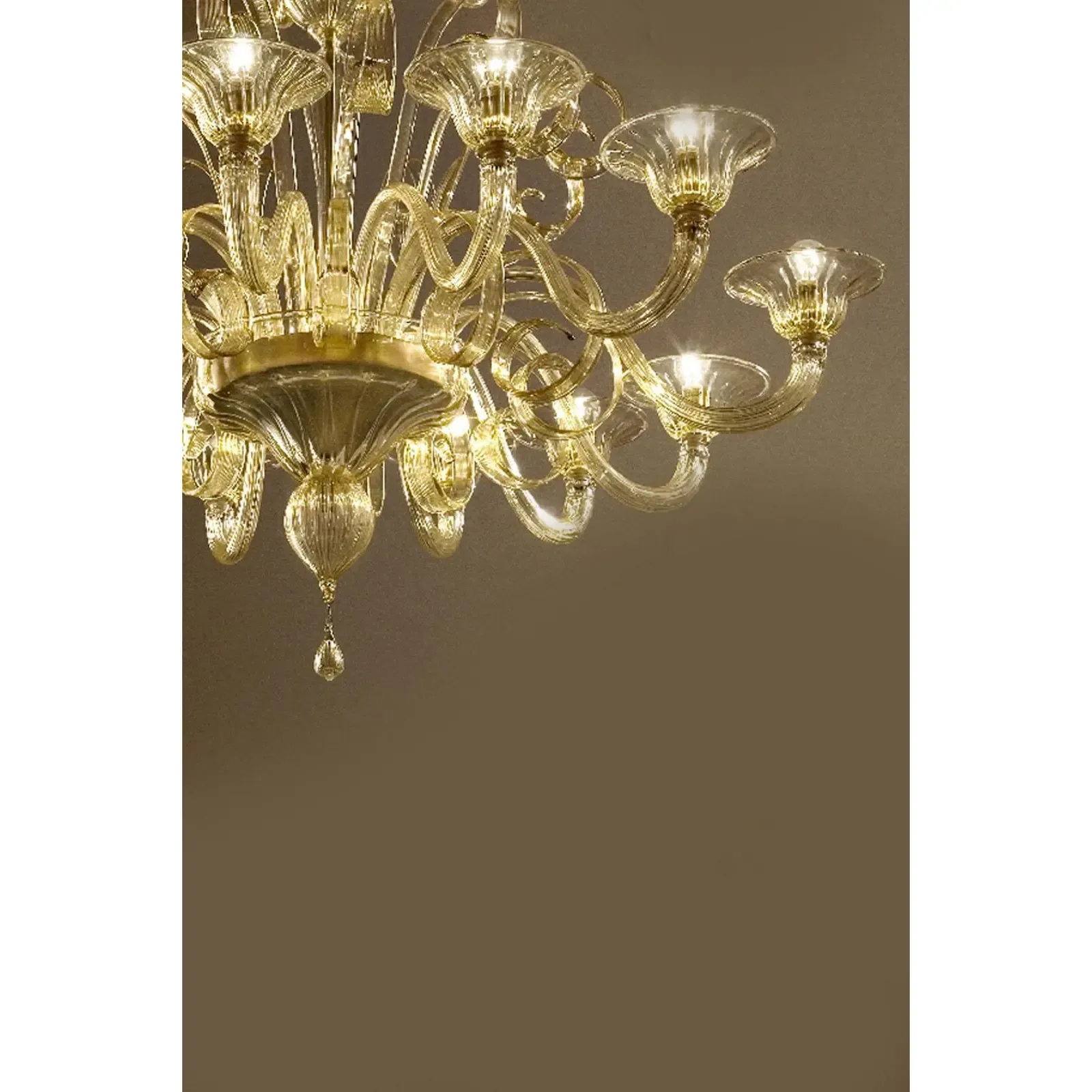 Modern Champagne Venetian “Curls” Murano Glass Chandelier photo furniture