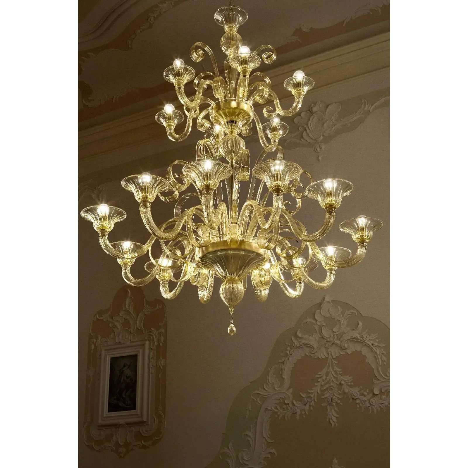 Modern Champagne Venetian “Curls” Murano Glass Chandelier photo buy