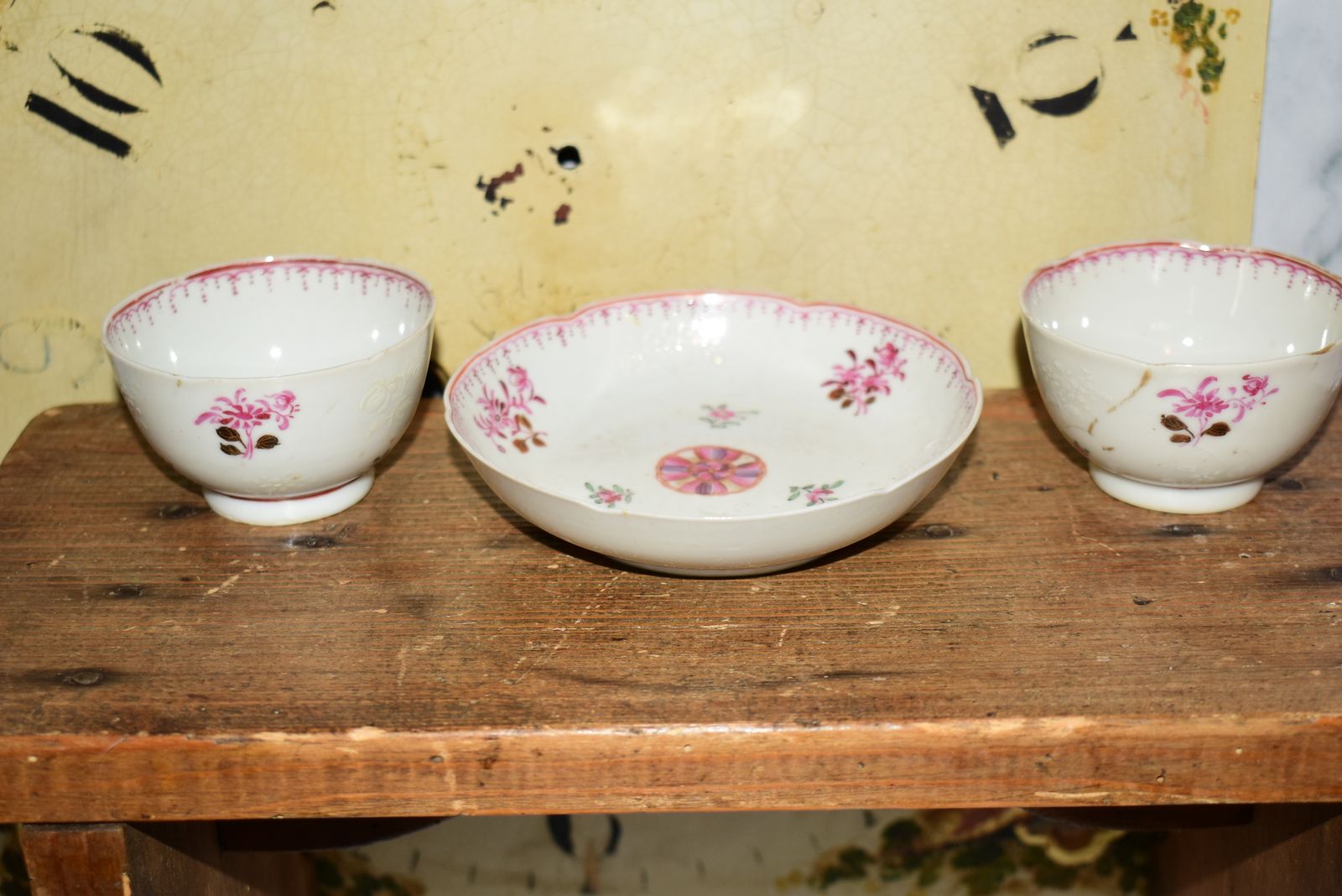 18th Century Chinese Export Famille Rose 3 Piece Tea Set   Qianlong Period C.1750 photo for sale