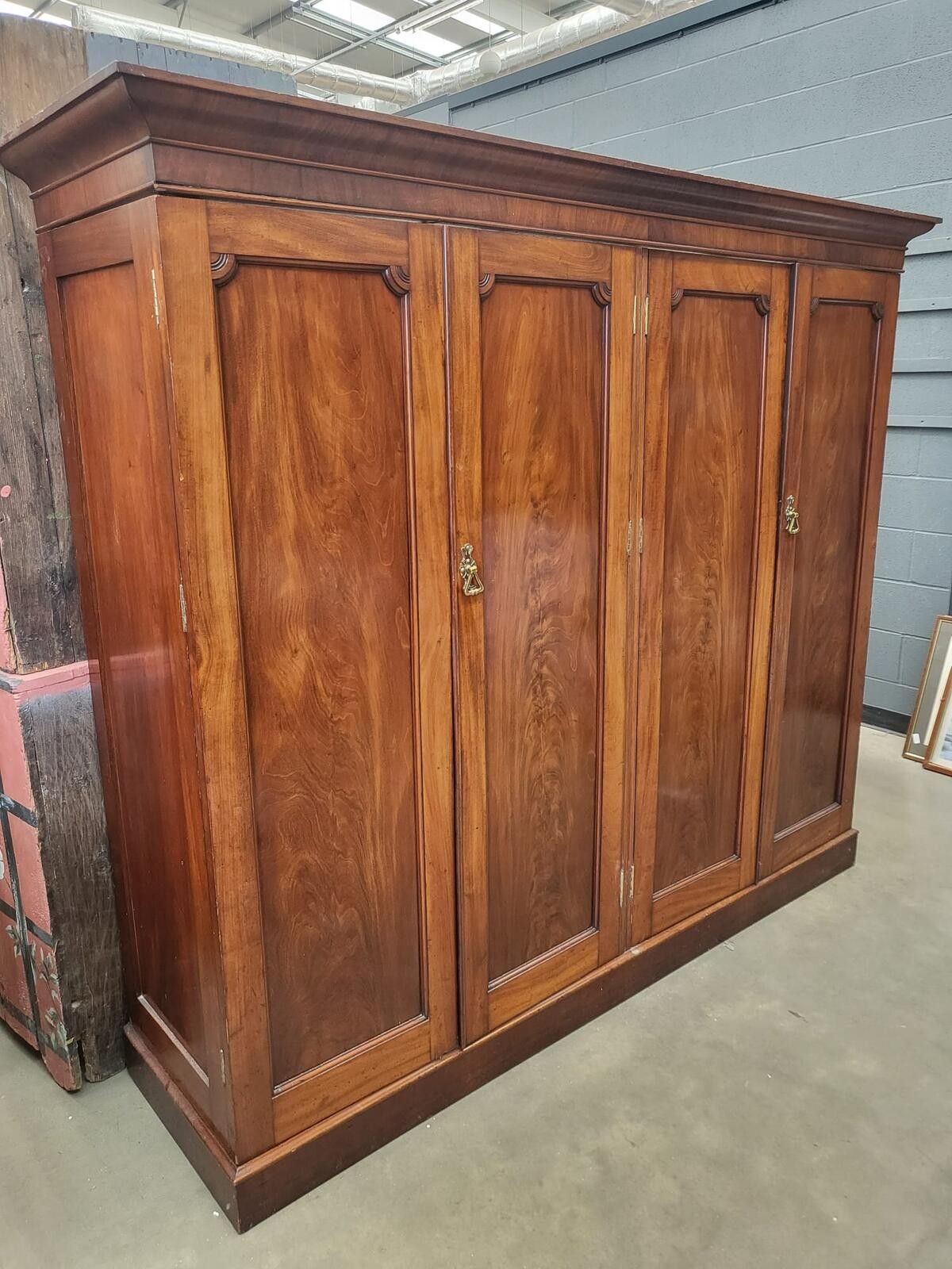 Antique 4 Door Mahogany Breakdown Wardrobe Bedroom photo for sale