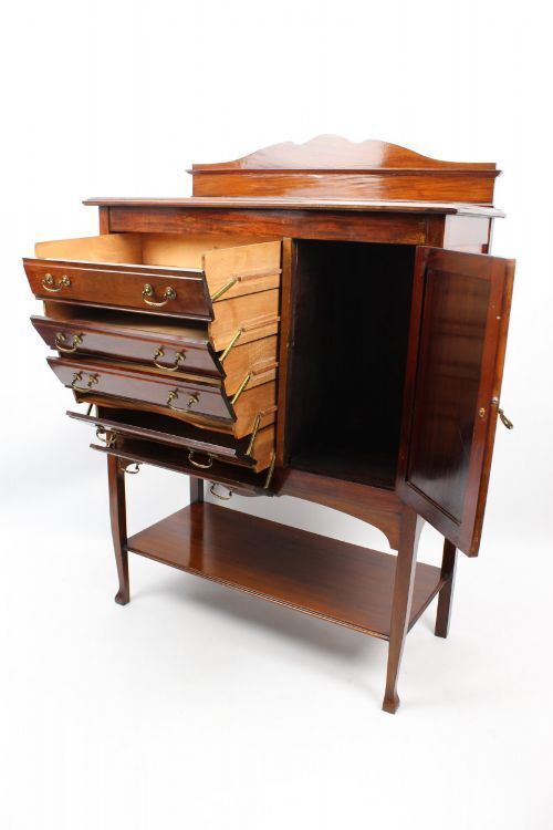 Antique Edwardian Mahogany Music Cabinet photo Furniture