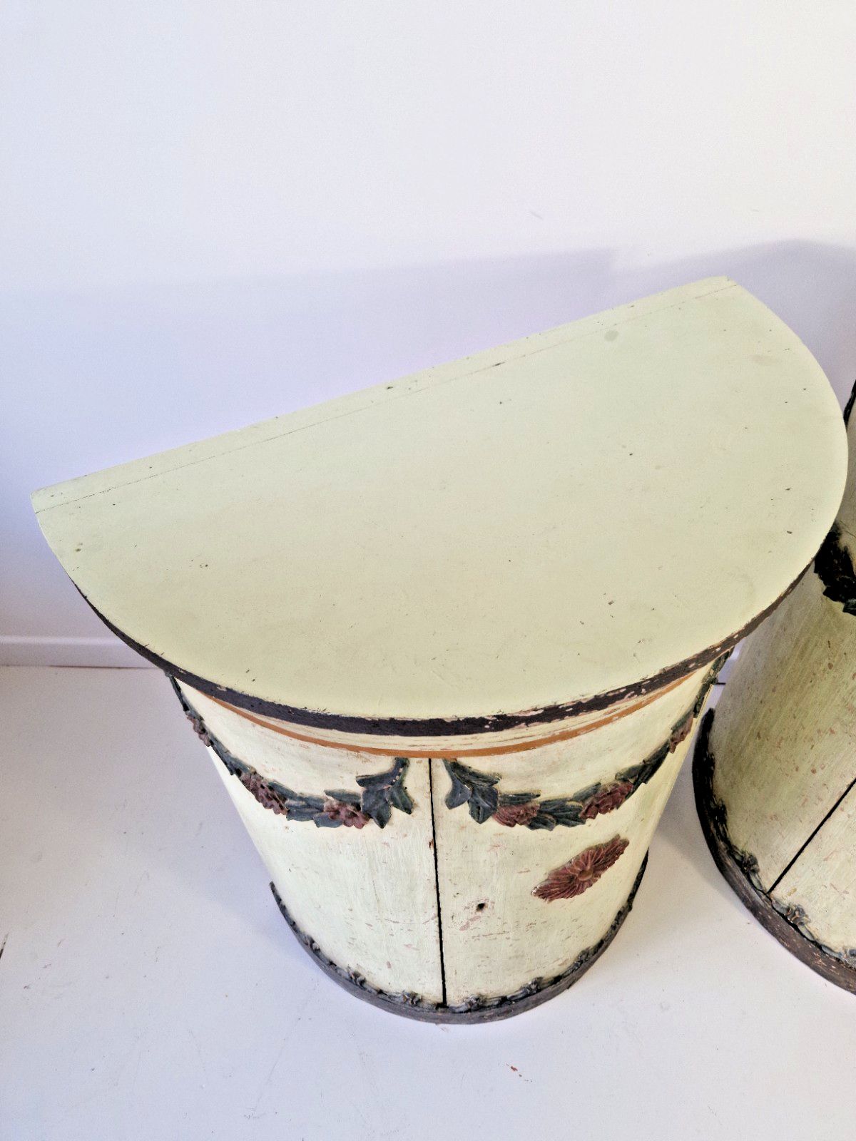 Antique 18th Century Hand Painted Drum Cupboards  Italian 1760 Chateau Furniture photo vinterior