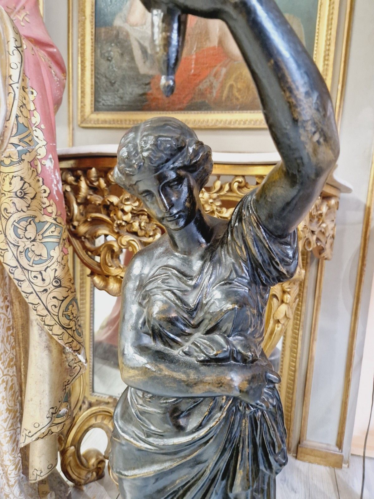 photo for sale Antique Large French Liberty Table Or Floor Lamp 19th Century 120cm Marble Base