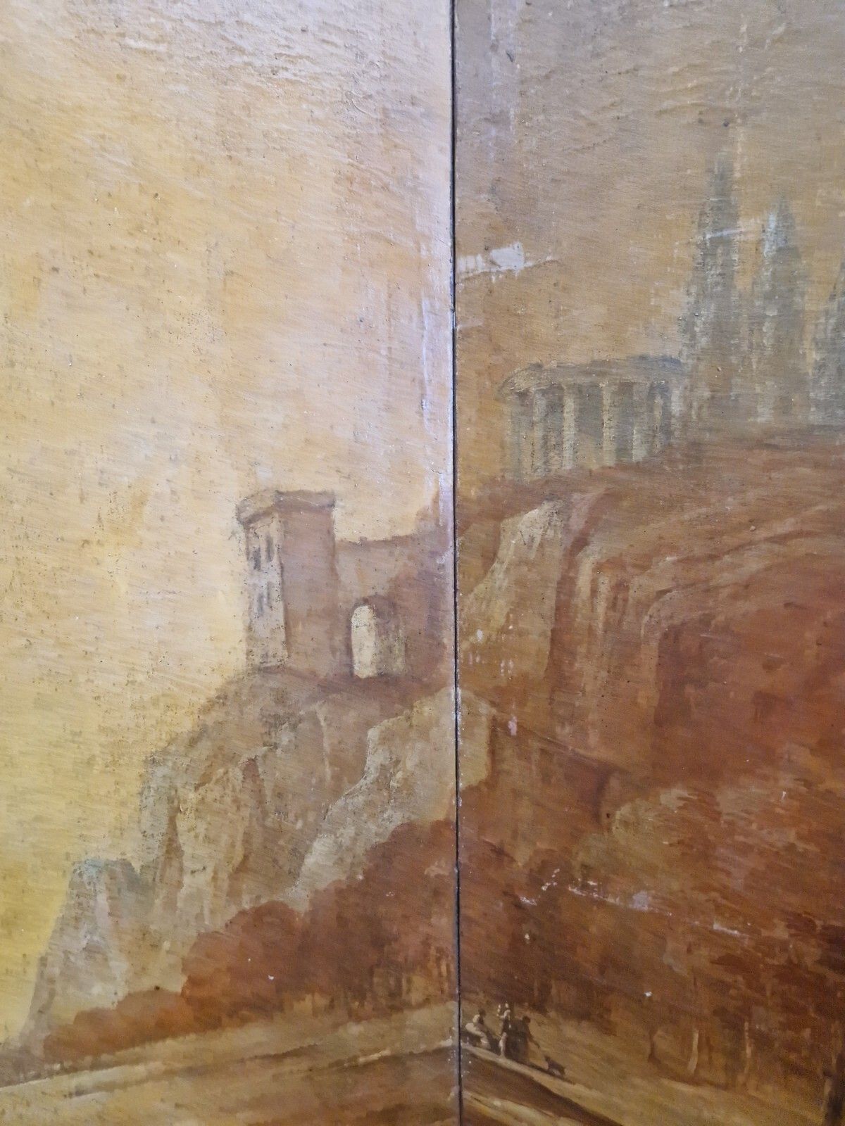 Antique French 4 Panel Hand Painted Room Divider Screen 19th Century photo Home Decor