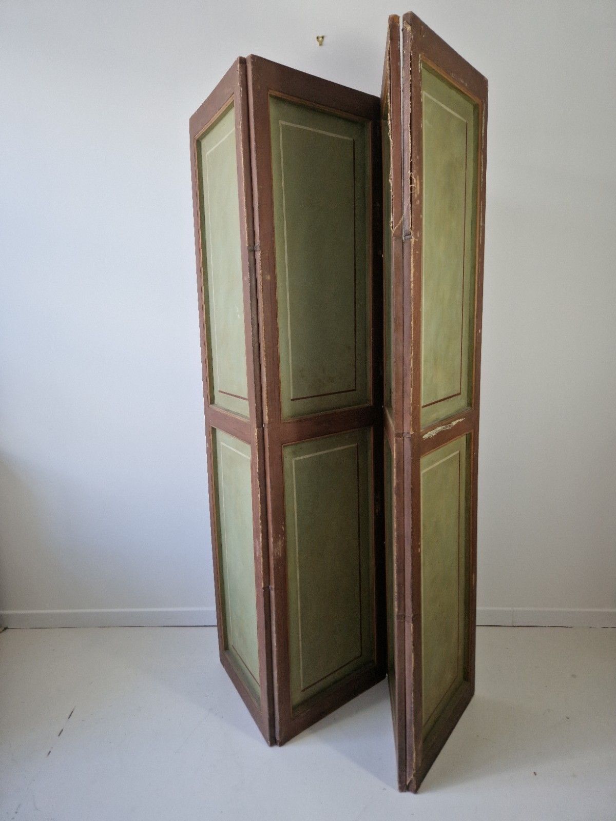 Antique French 4 Panel Hand Painted Room Divider Screen 19th Century photo vinterior