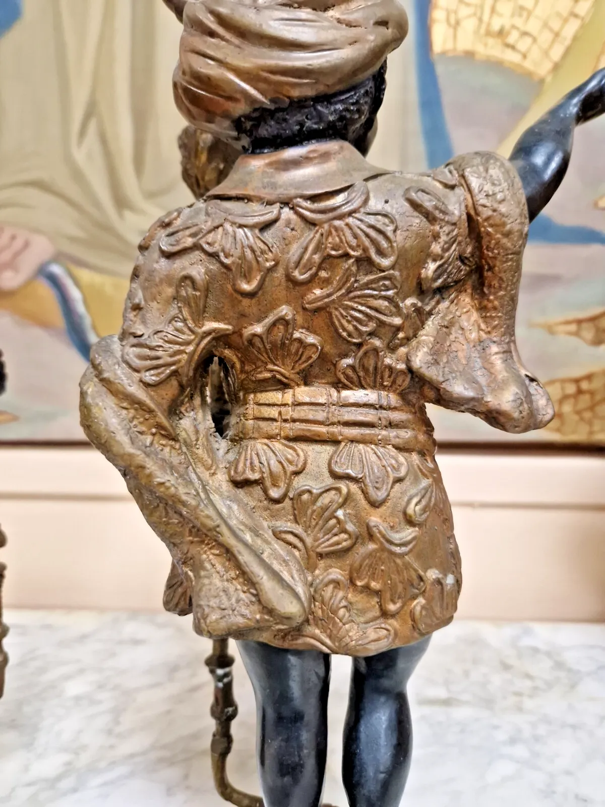 Pair Of Antique Italian Candlesticks Bronze Venetian Sculptures 19th Century photo furniture