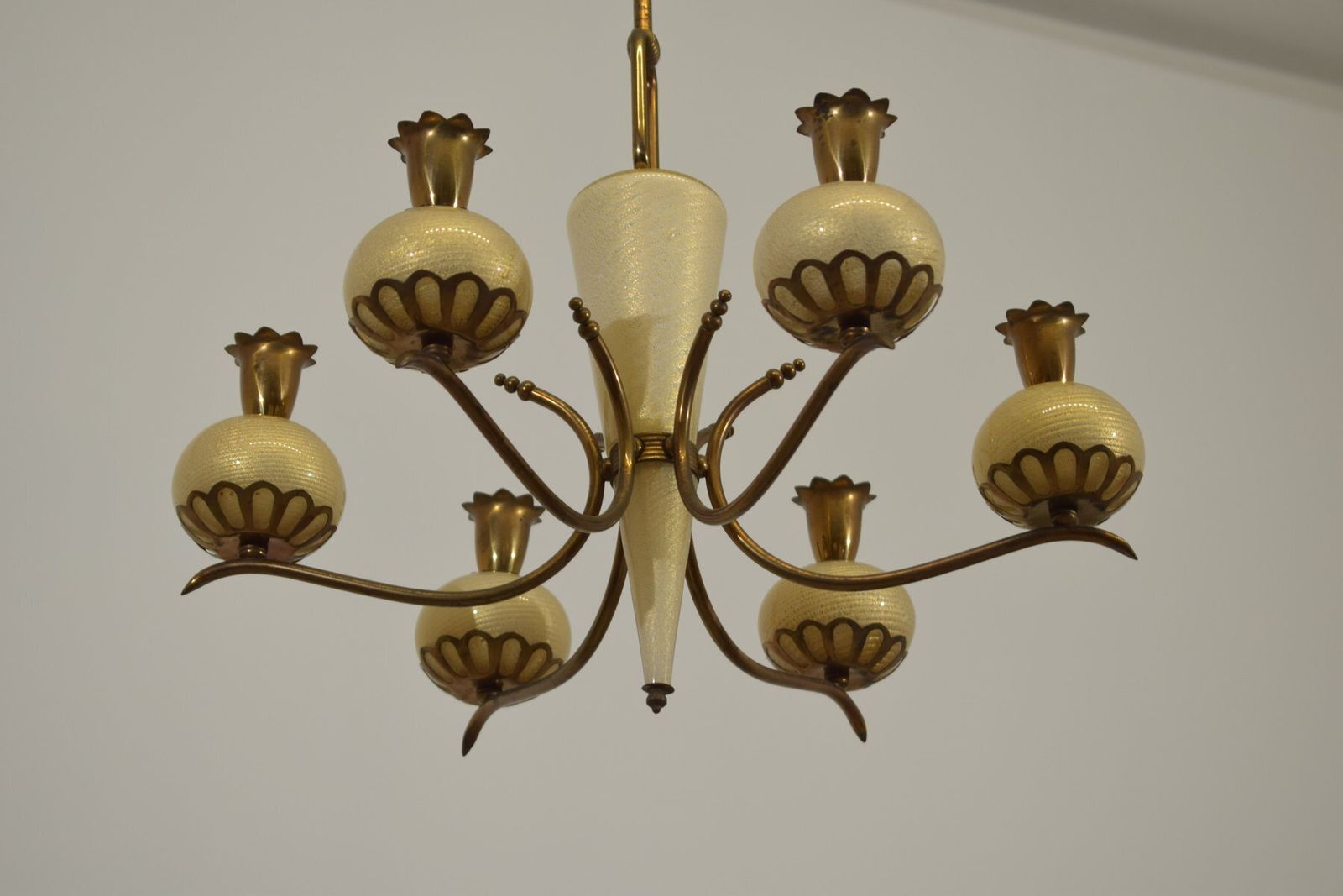 Murano Glass And Brass Chandelier From Barovier & Toso, 1950s photo furniture