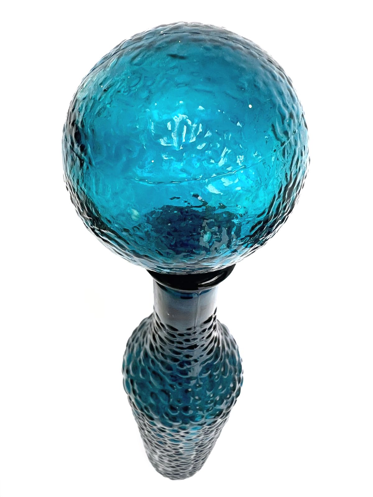 Mid Century Italian "Genie" Bottle In Blue Empoli Glass 1960s photo for sale